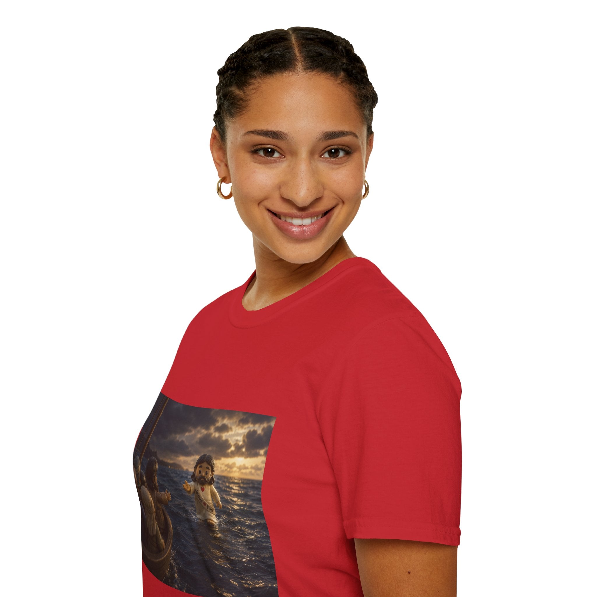 Tiny Jesus Walking on Water T-Shirt — Inspirational Biblical Faith Tee