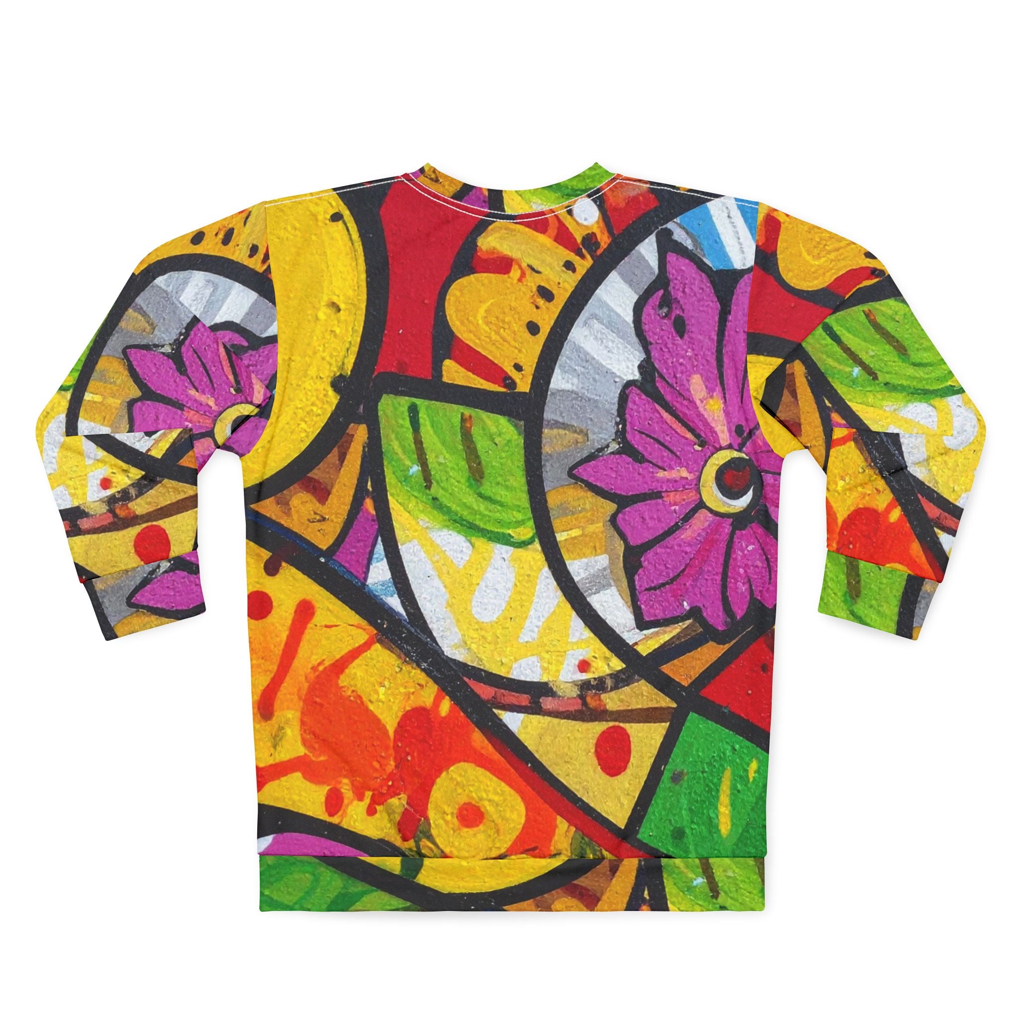 Vibrant Floral Unisex Sweatshirt, Cozy Graphic Sweater, Artistic Gift for Him or Her, Casual Fall Wardrobe Essential, Unique Streetwear