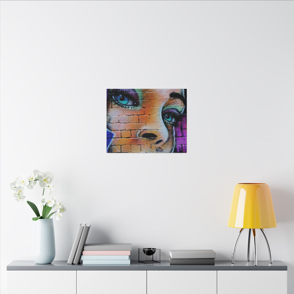 Graffiti Face Matte Canvas Print — Urban Street Art Portrait Wall Decor