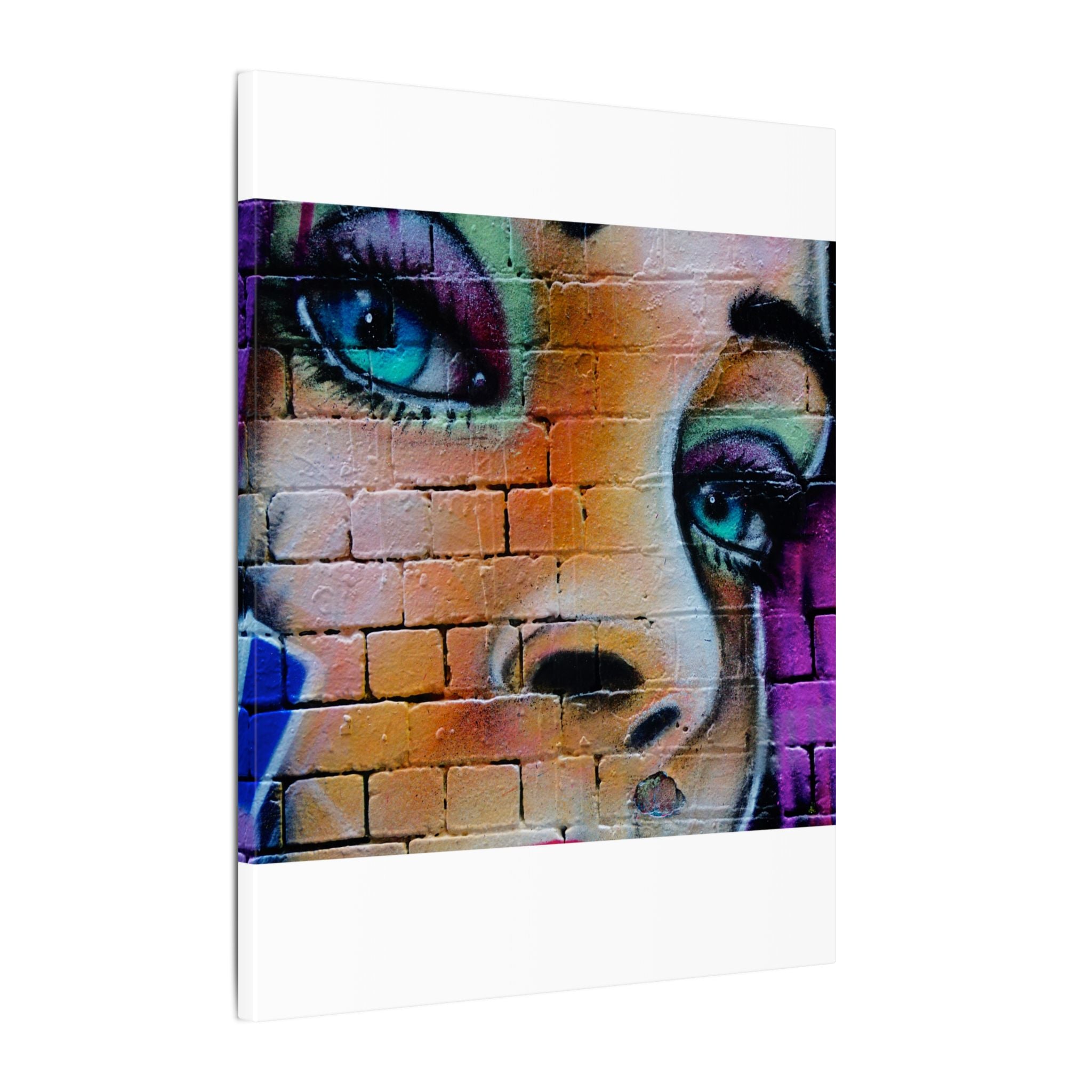 Graffiti Face Matte Canvas Print — Urban Street Art Portrait Wall Decor