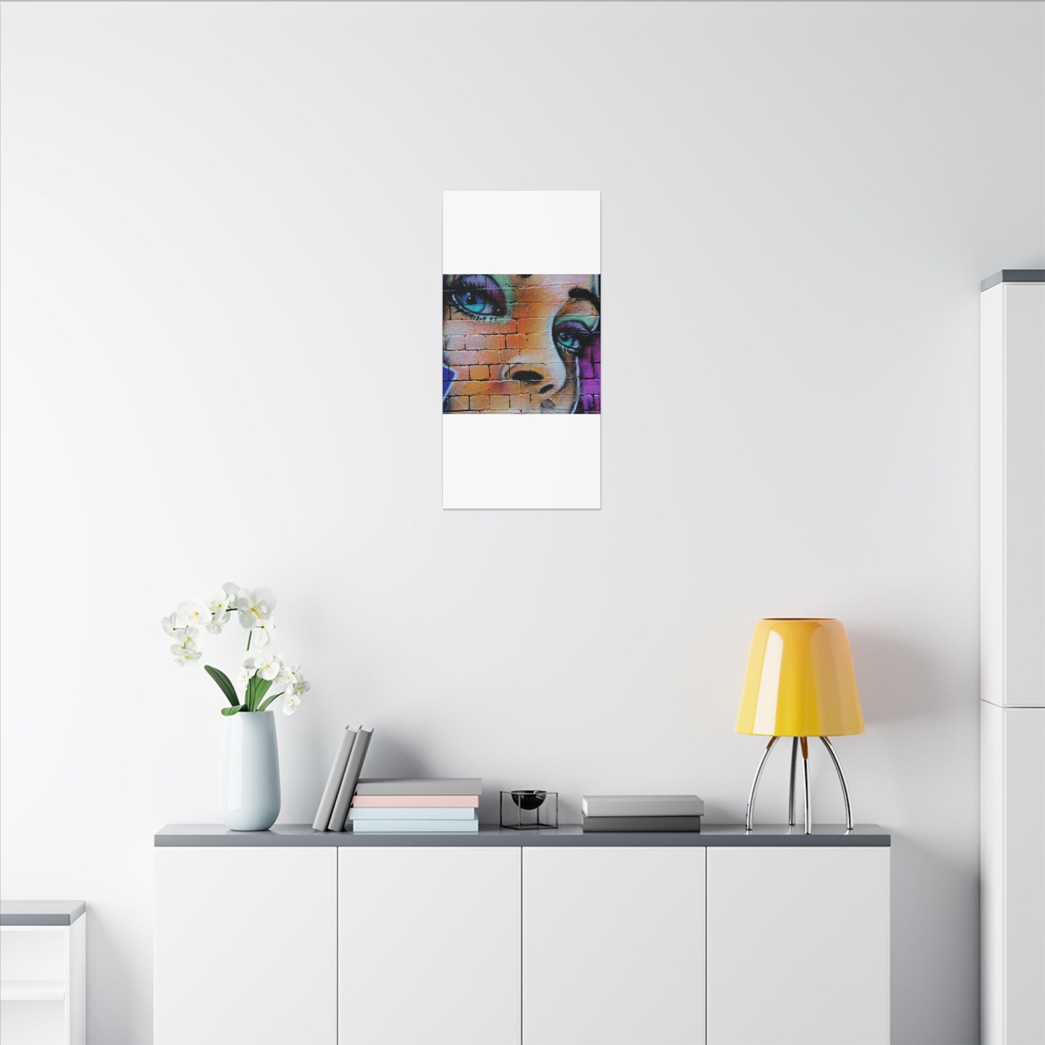 Graffiti Face Matte Canvas Print — Urban Street Art Portrait Wall Decor