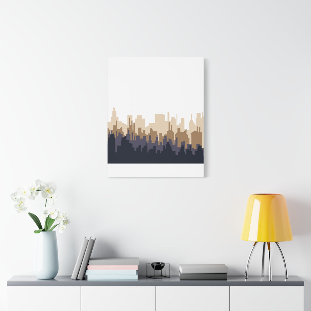 Neutral City Skyline Matte Canvas Wall Art — Minimalist Urban Home Decor