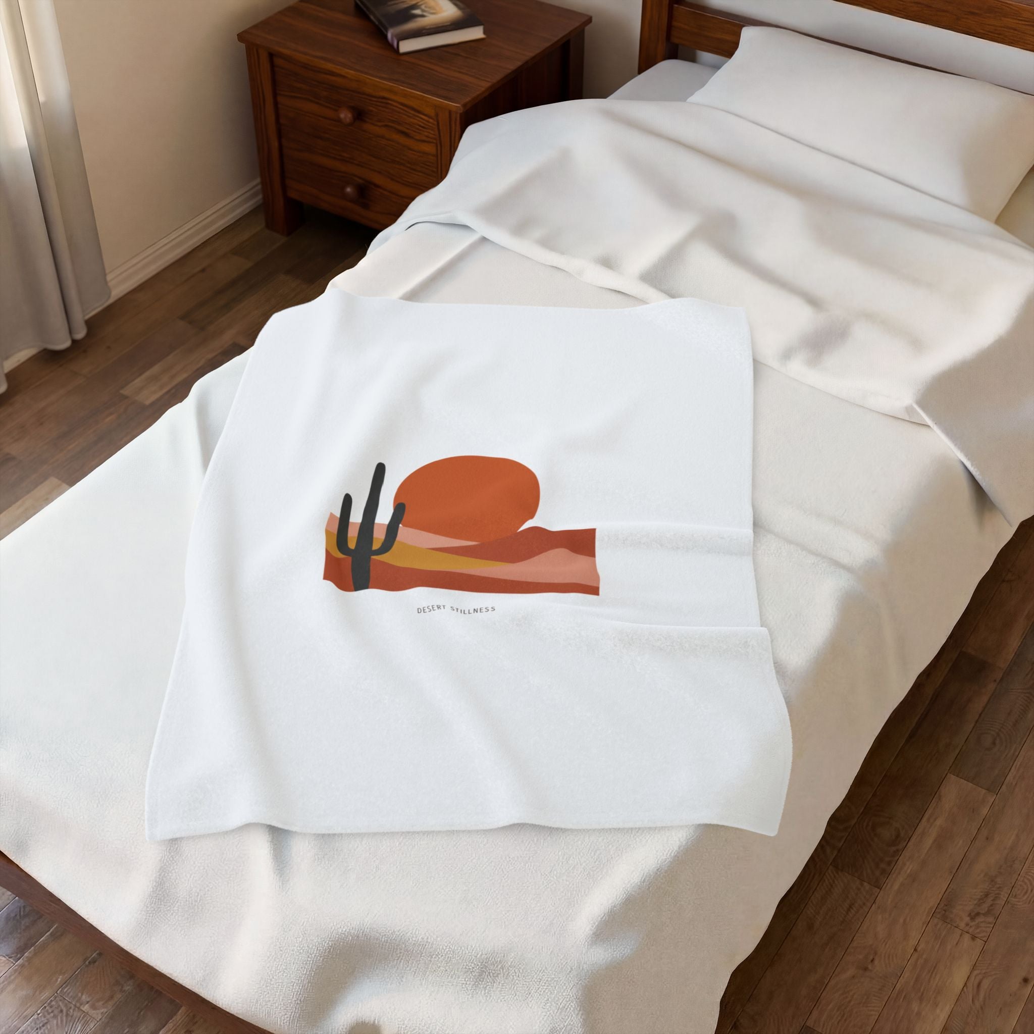 Desert Sunset Minimalist Mesa Velveteen Blanket | Southwestern adobe-inspired art