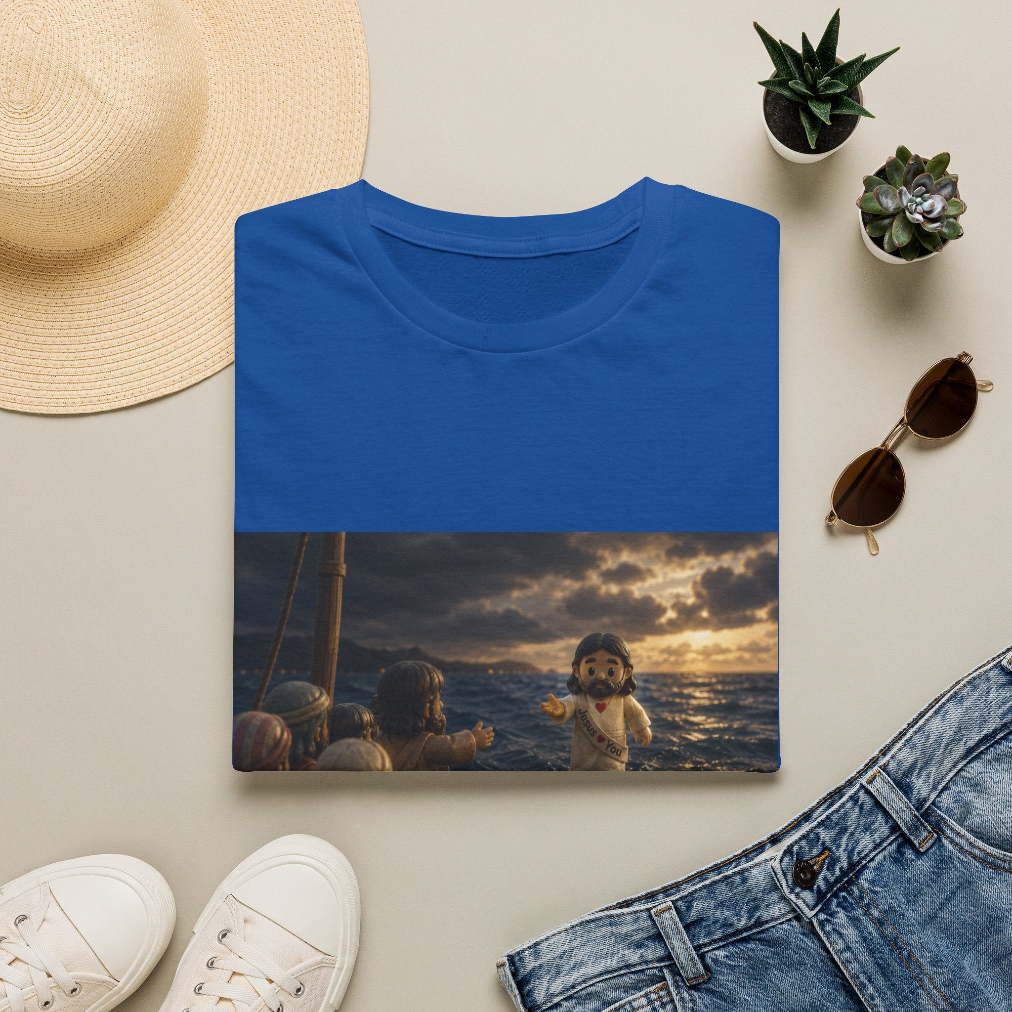 Tiny Jesus Walking on Water T-Shirt — Inspirational Biblical Faith Tee