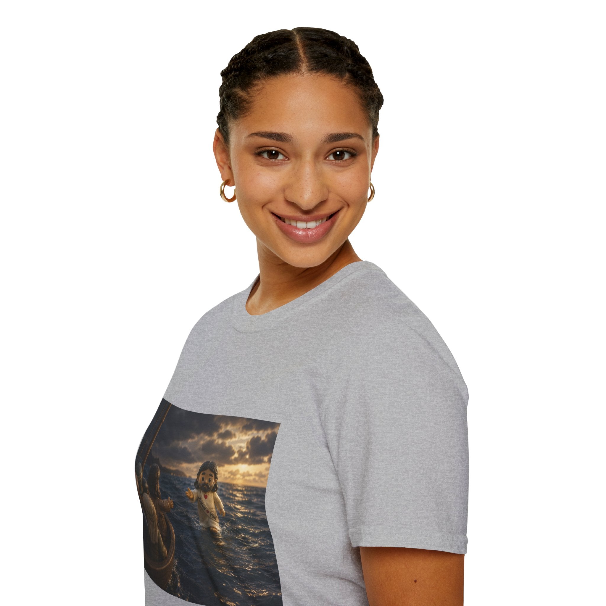 Tiny Jesus Walking on Water T-Shirt — Inspirational Biblical Faith Tee