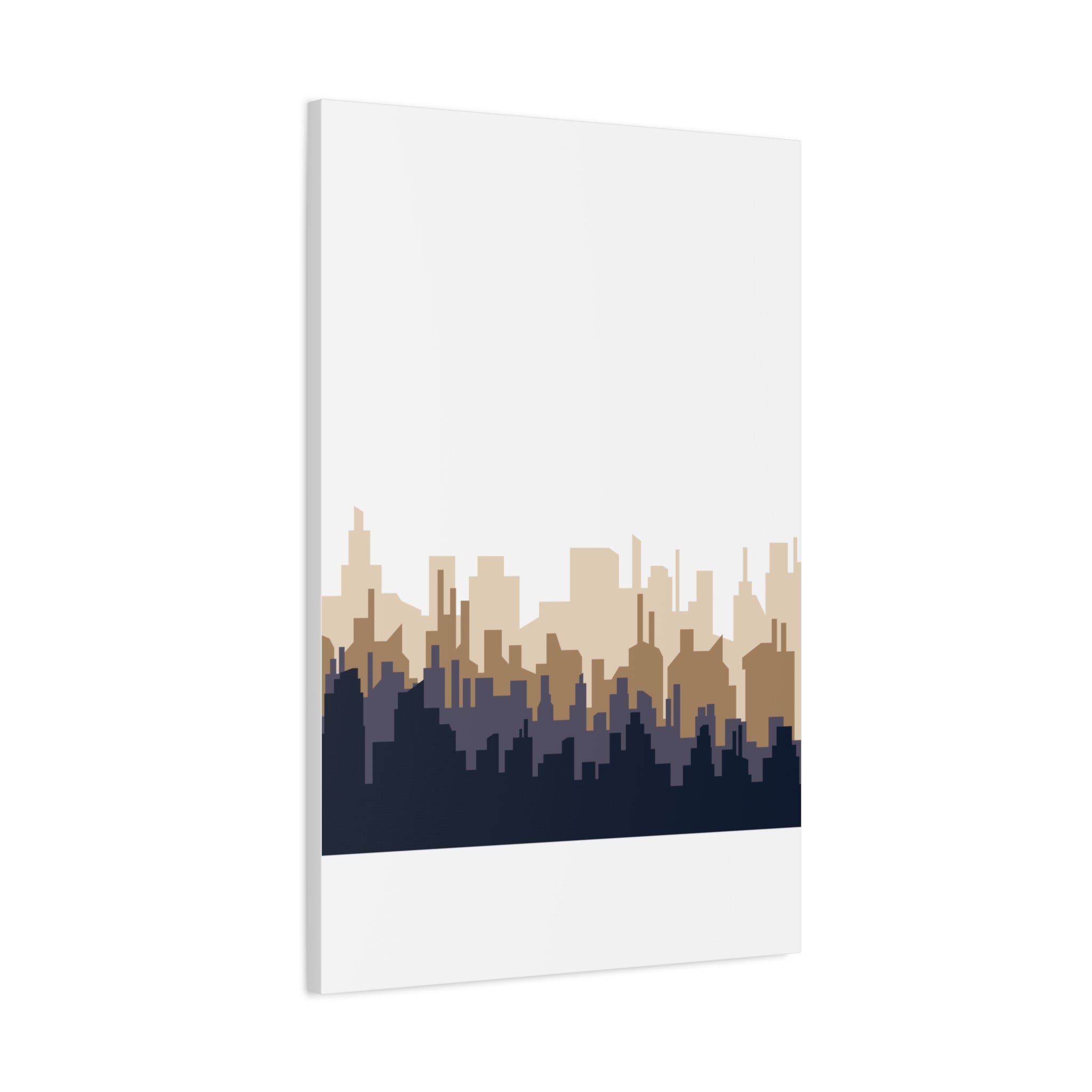 Neutral City Skyline Matte Canvas Wall Art — Minimalist Urban Home Decor