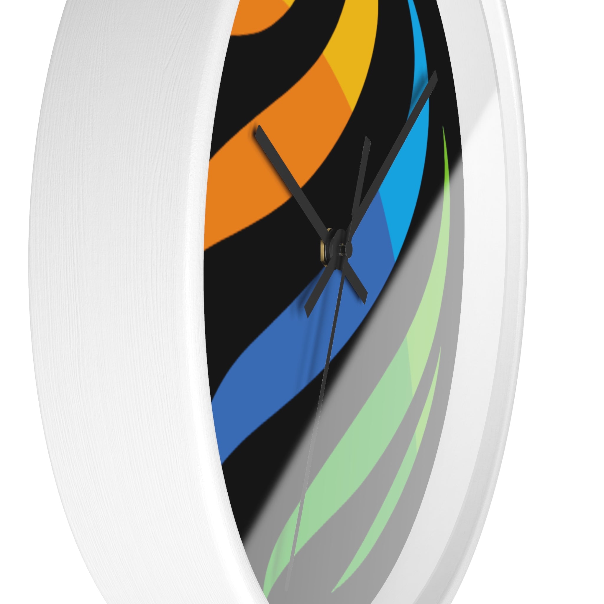 Modern Rainbow Swirl Wall Clock — Colorful Abstract Home Decor