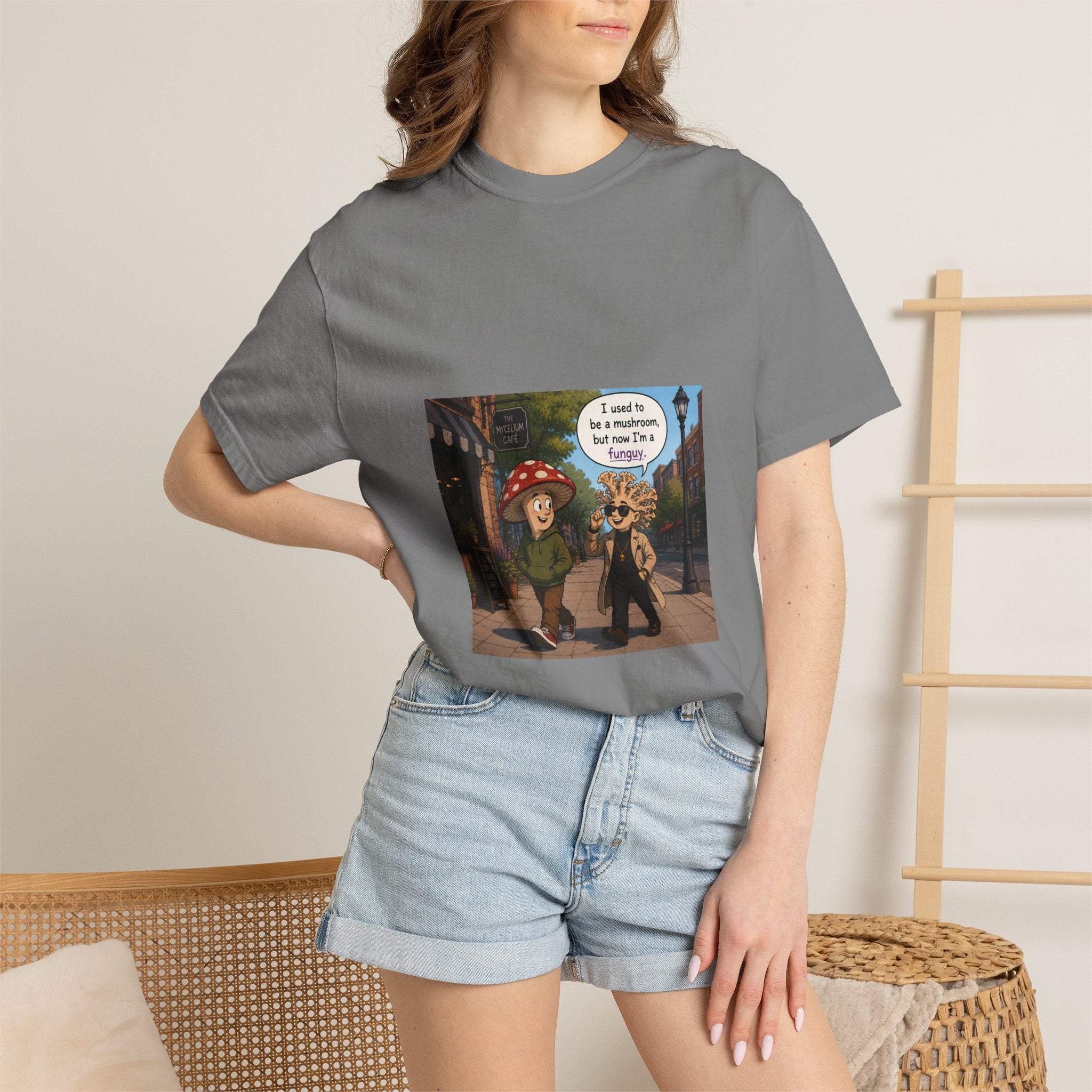 Mushroom to Funguy Graphic T-Shirt Mushroom - friends at the mycelium café Set 1