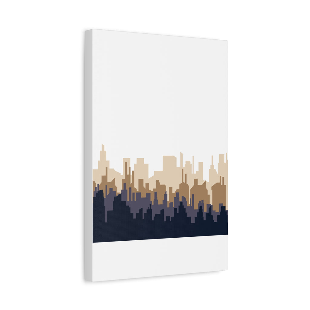 Neutral City Skyline Matte Canvas Wall Art — Minimalist Urban Home Decor