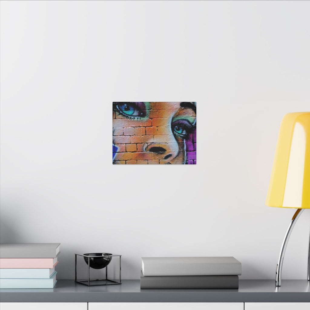 Graffiti Face Matte Canvas Print — Urban Street Art Portrait Wall Decor