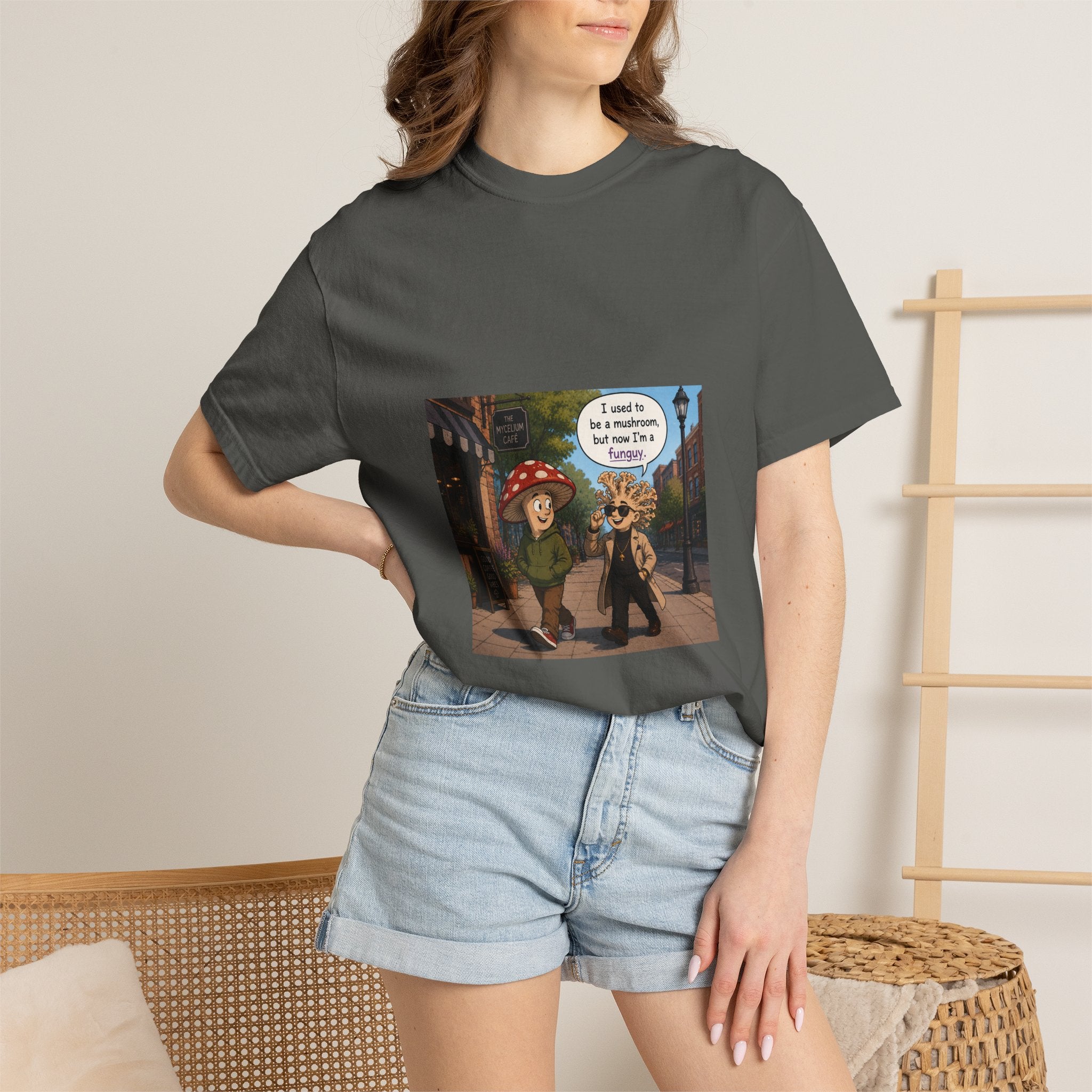 Mushroom to Funguy Graphic T-Shirt Mushroom - friends at the mycelium café Set 1