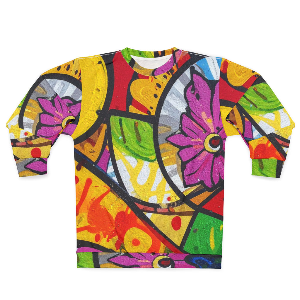 Vibrant Floral Unisex Sweatshirt, Cozy Graphic Sweater, Artistic Gift for Him or Her, Casual Fall Wardrobe Essential, Unique Streetwear