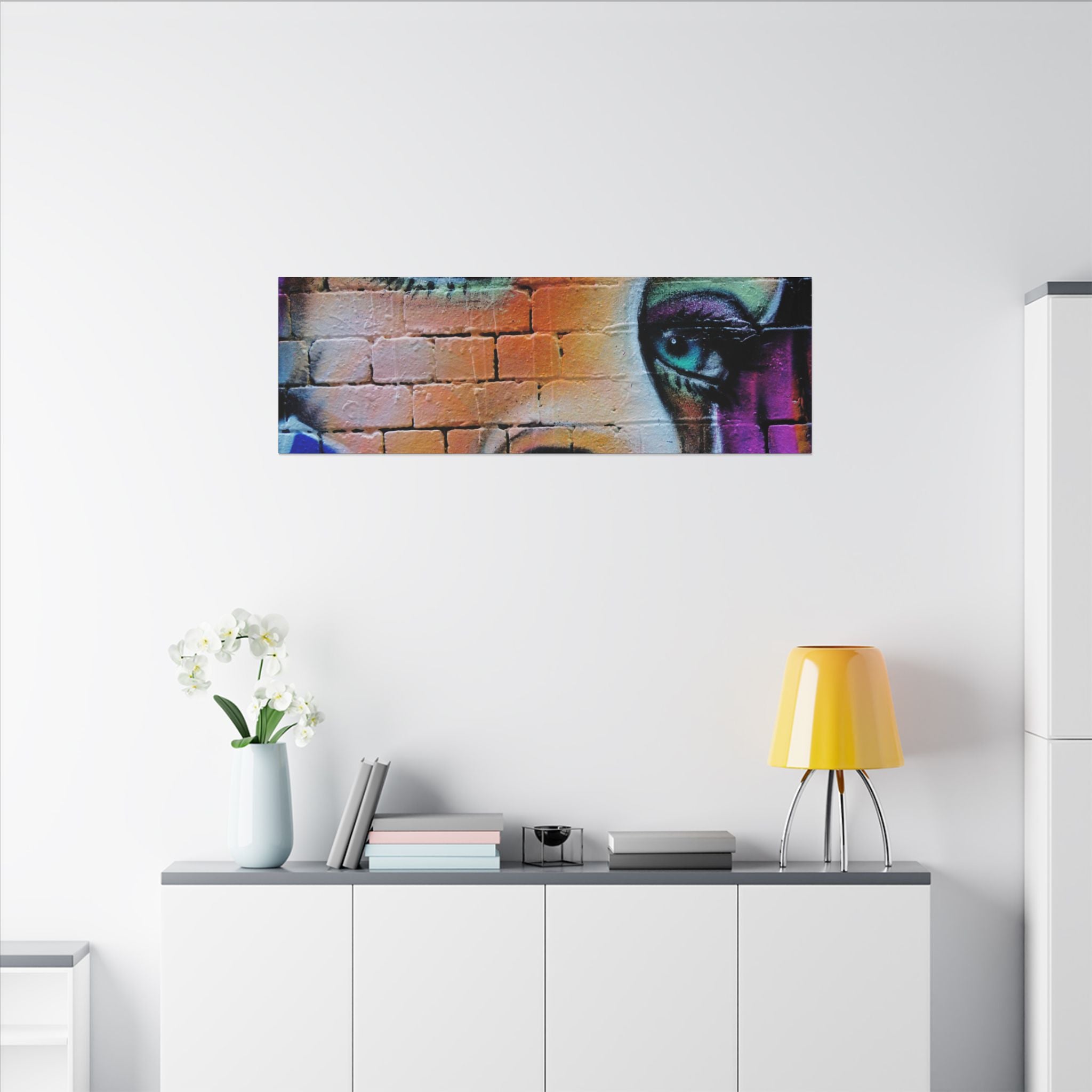 Graffiti Face Matte Canvas Print — Urban Street Art Portrait Wall Decor