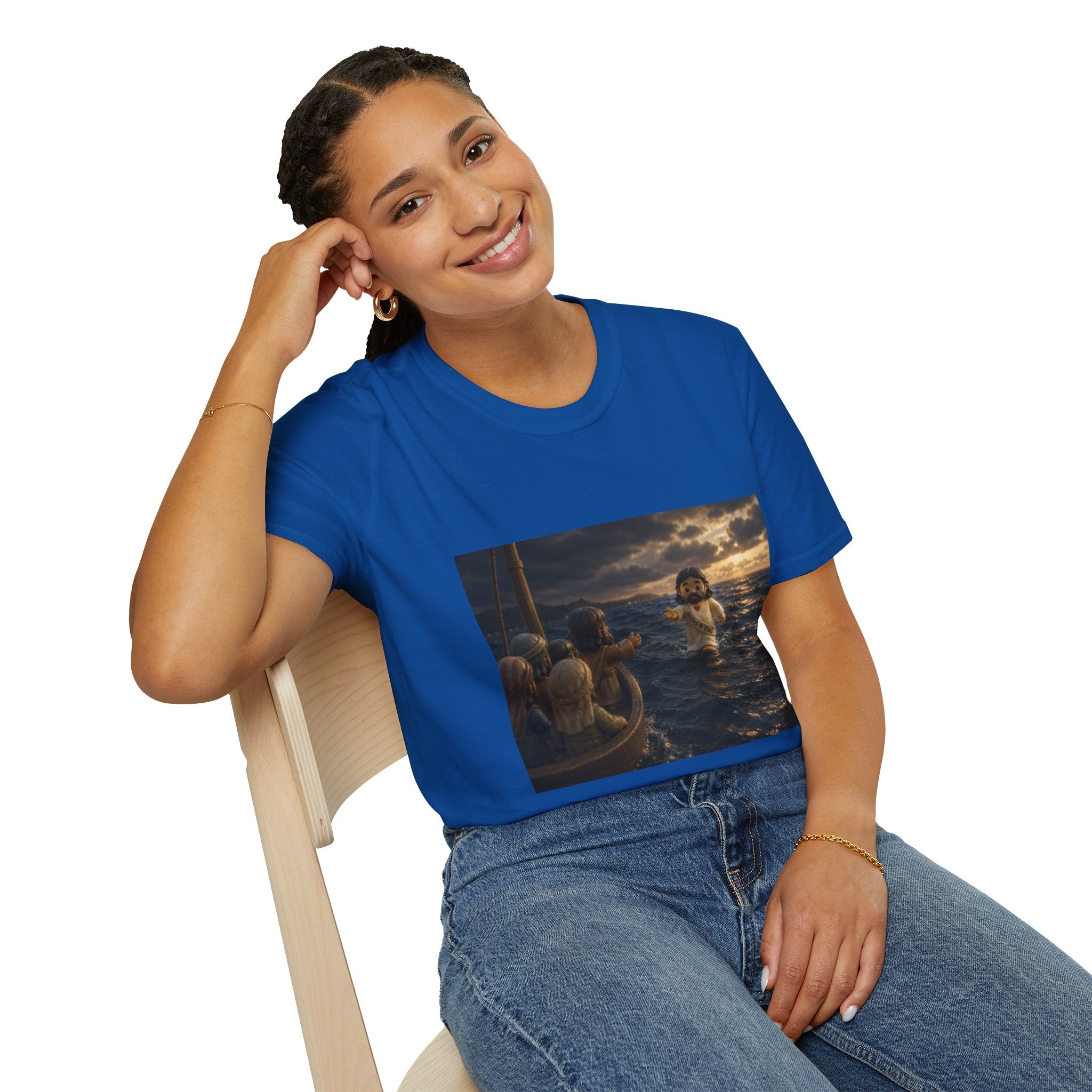 Tiny Jesus Walking on Water T-Shirt — Inspirational Biblical Faith Tee