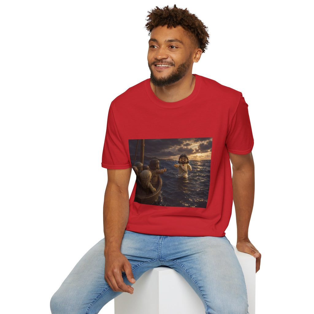 Tiny Jesus Walking on Water T-Shirt — Inspirational Biblical Faith Tee