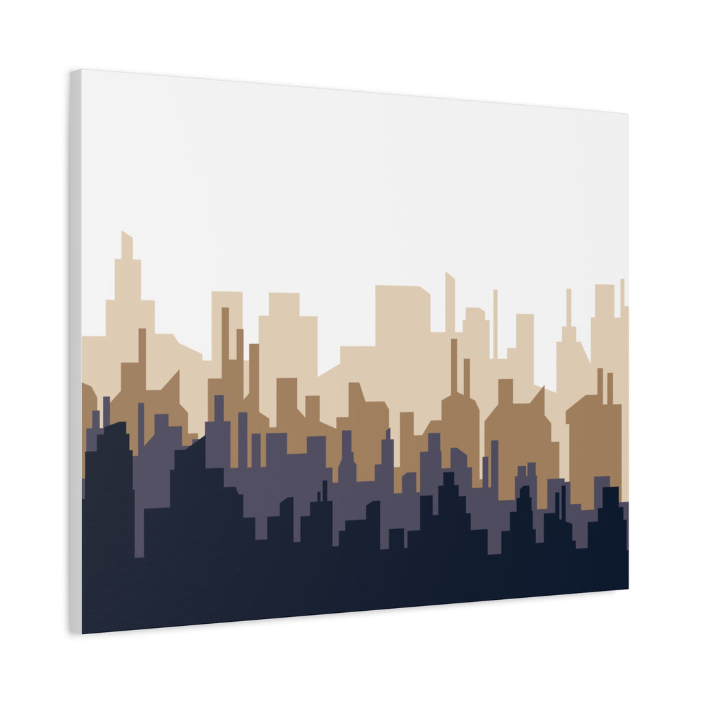 Neutral City Skyline Matte Canvas Wall Art — Minimalist Urban Home Decor