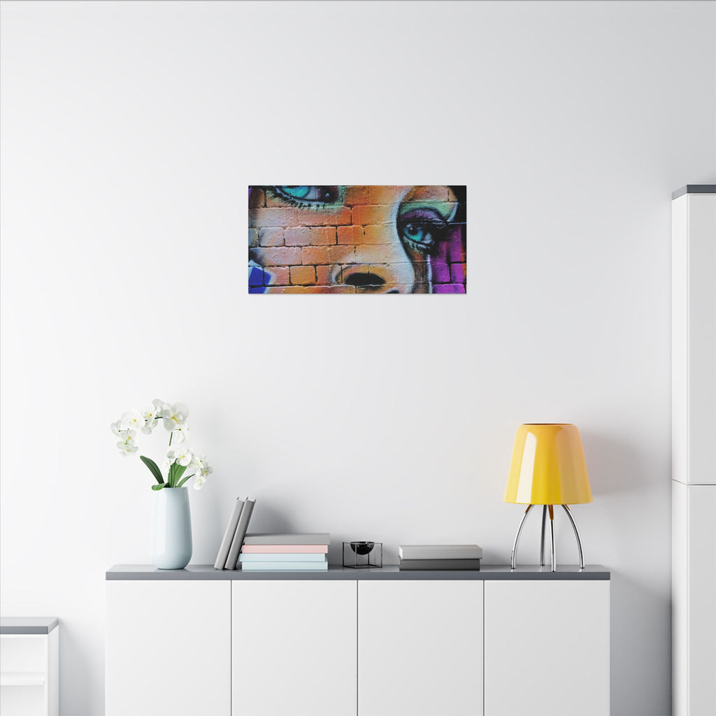 Graffiti Face Matte Canvas Print — Urban Street Art Portrait Wall Decor