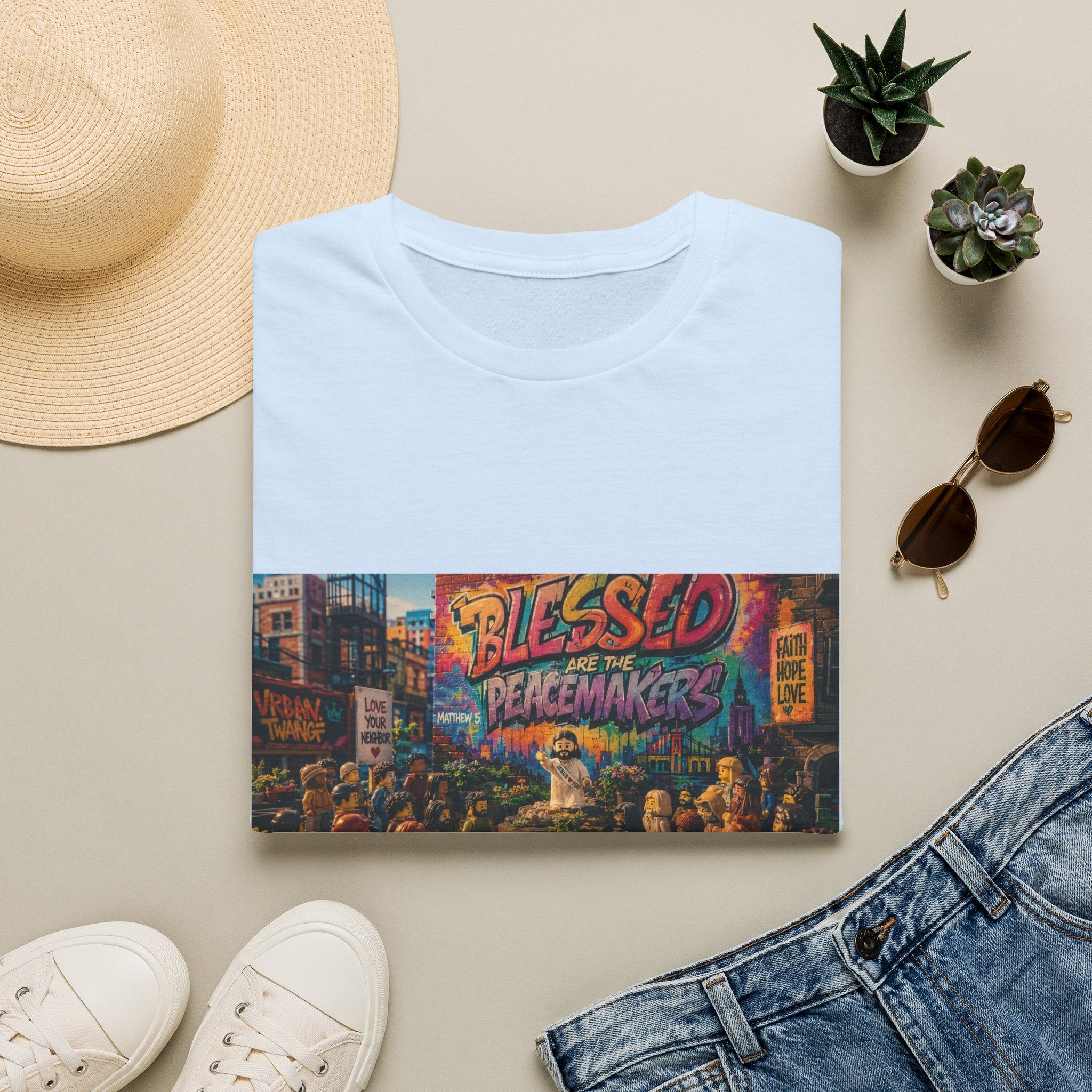 Tiny Jesus — "Blessed Are the Peacemakers" Urban Street Art Graphic Tee