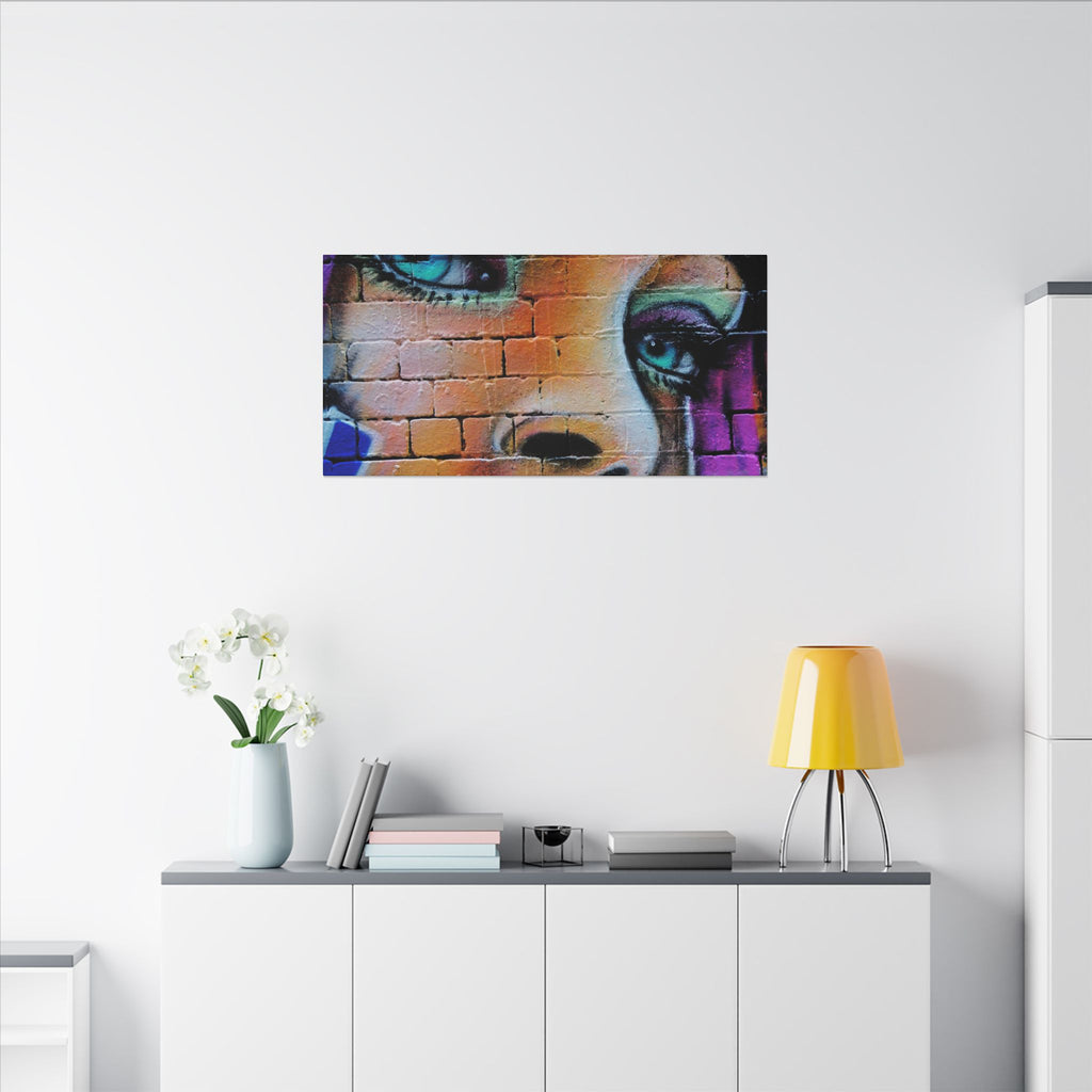 Graffiti Face Matte Canvas Print — Urban Street Art Portrait Wall Decor