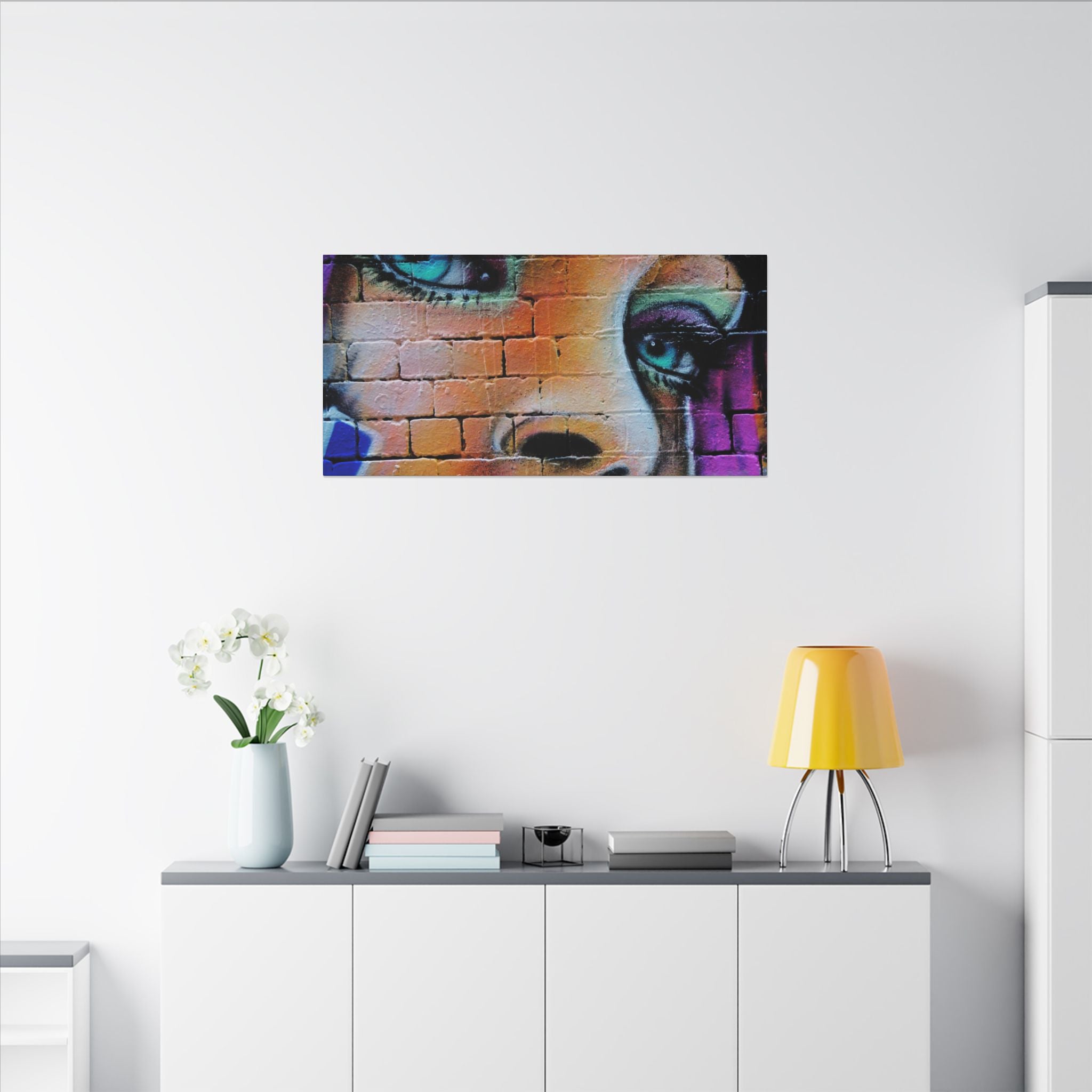 Graffiti Face Matte Canvas Print — Urban Street Art Portrait Wall Decor