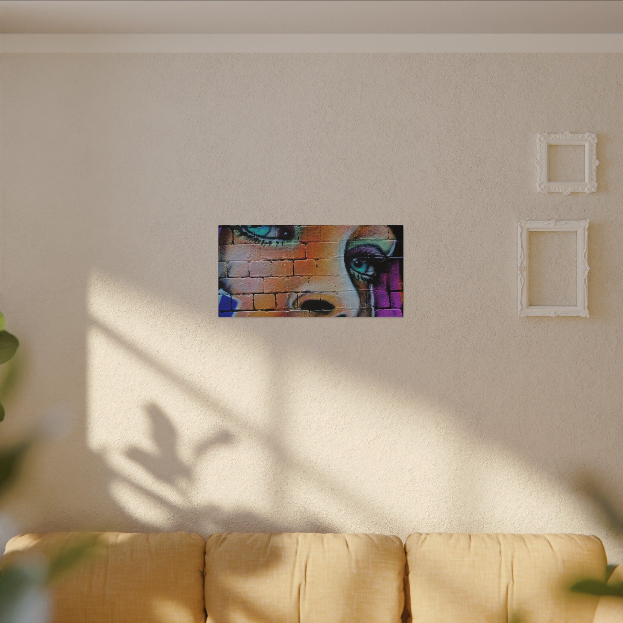 Graffiti Face Matte Canvas Print — Urban Street Art Portrait Wall Decor