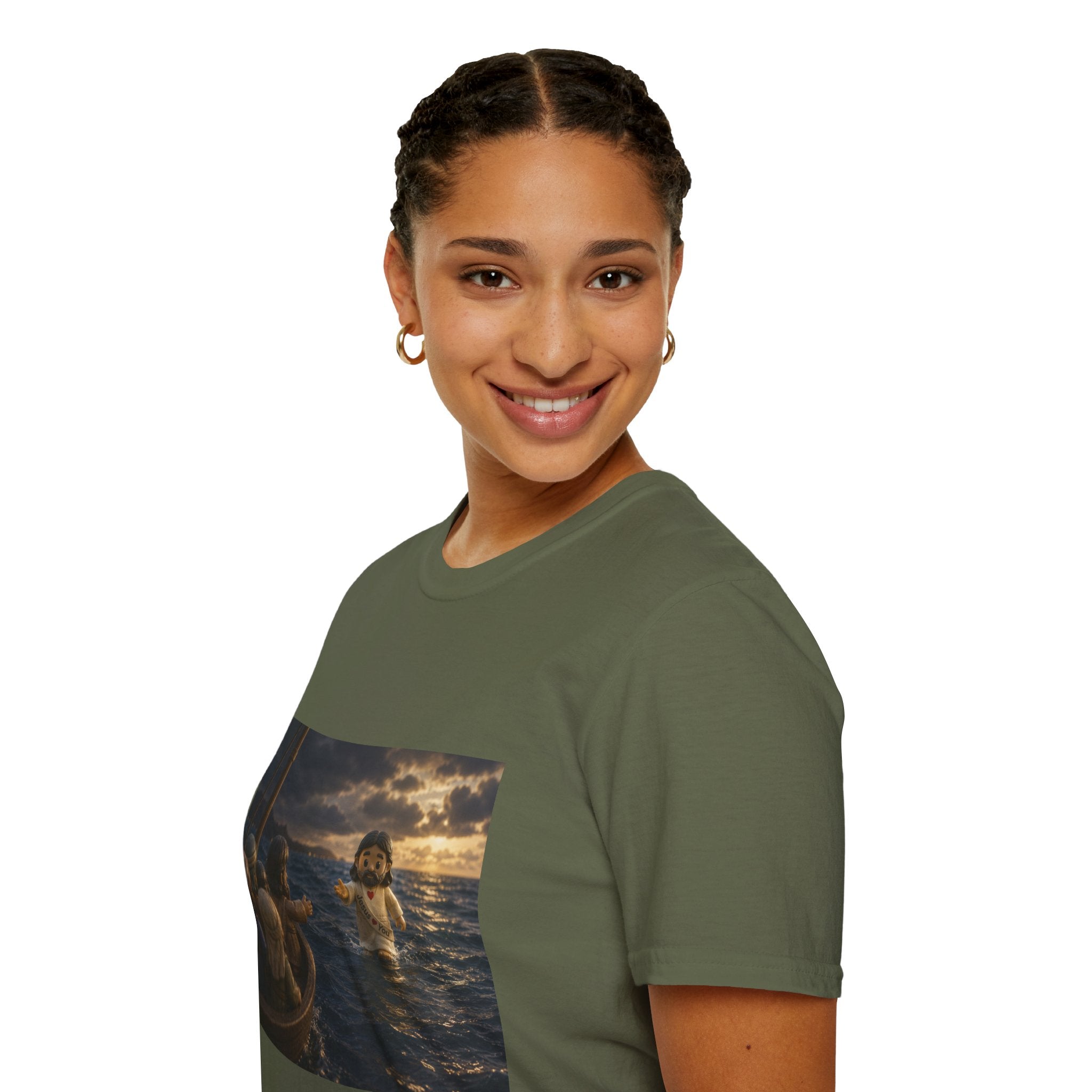 Tiny Jesus Walking on Water T-Shirt — Inspirational Biblical Faith Tee