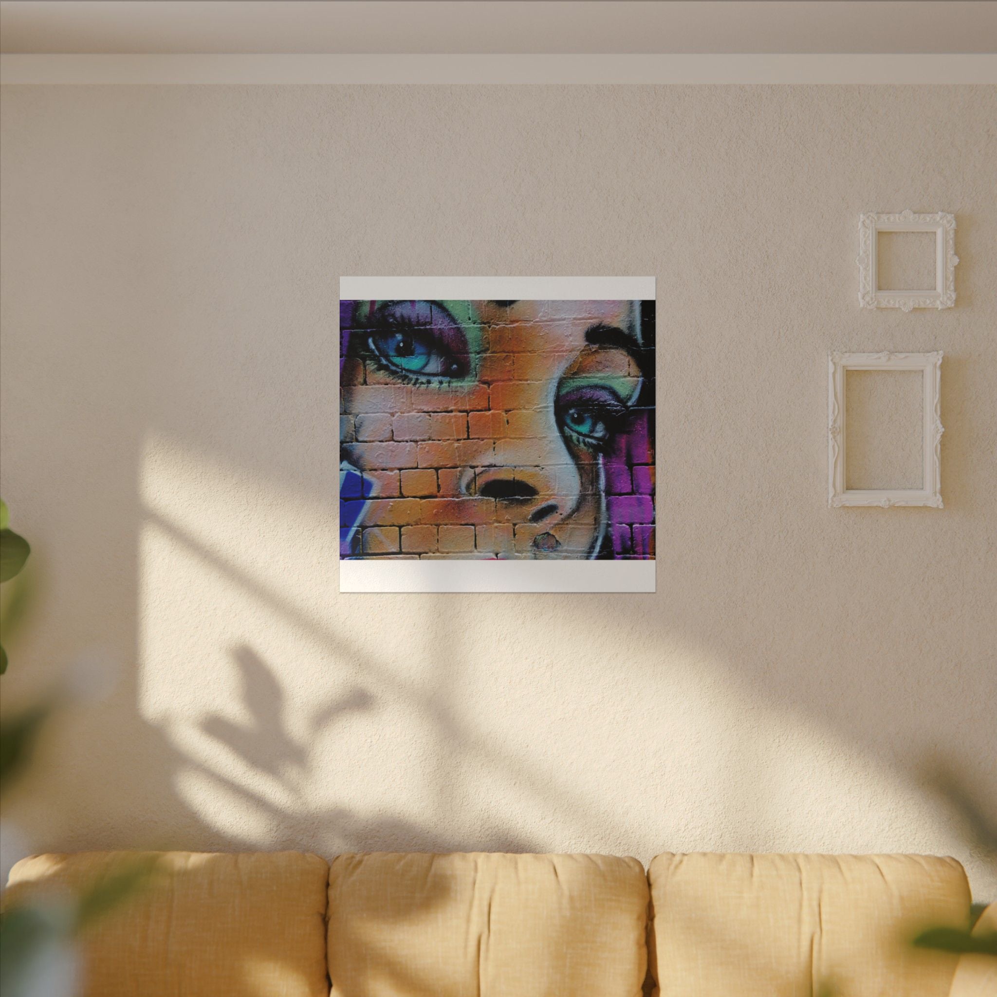 Graffiti Face Matte Canvas Print — Urban Street Art Portrait Wall Decor