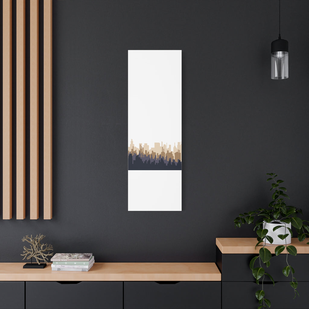 Neutral City Skyline Matte Canvas Wall Art — Minimalist Urban Home Decor