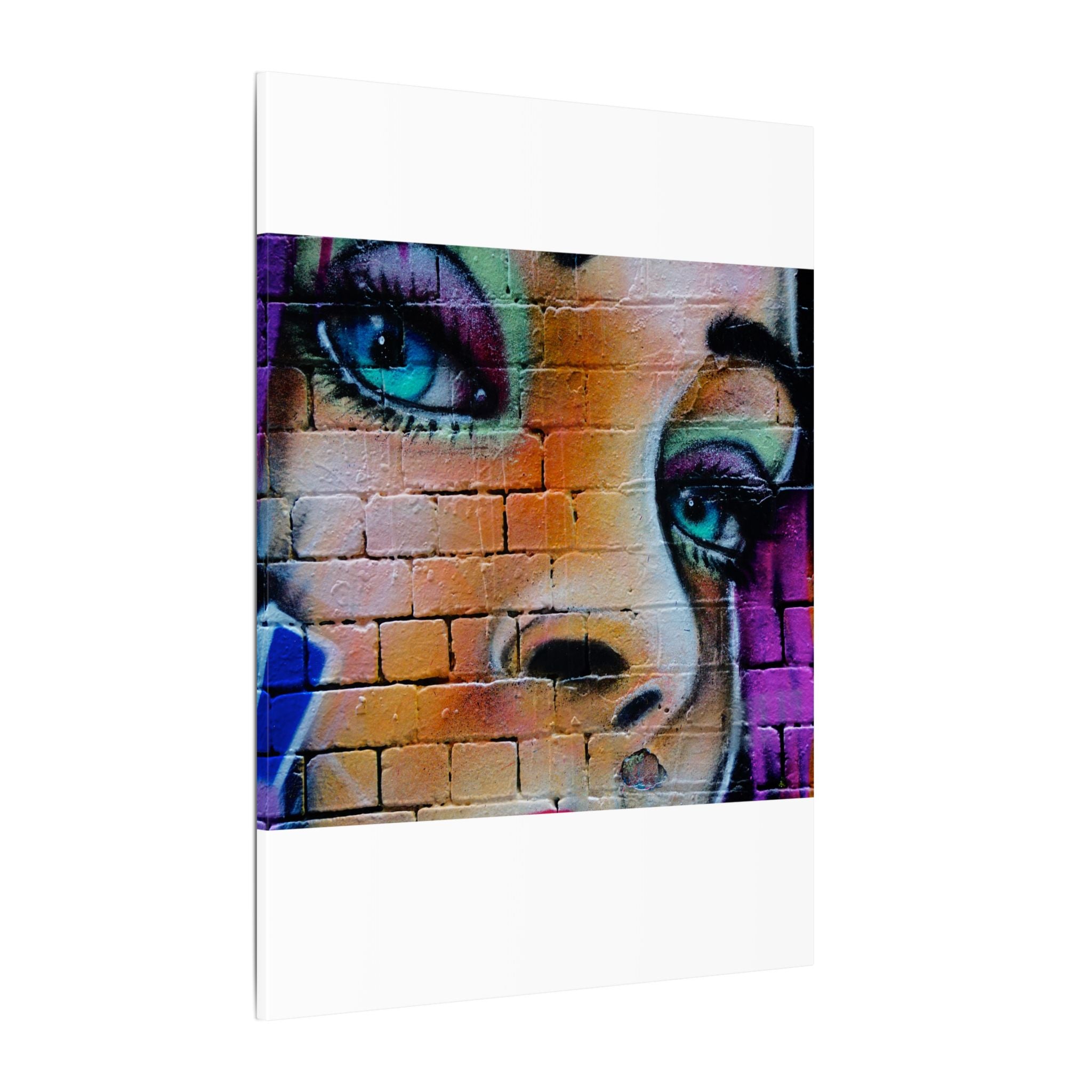Graffiti Face Matte Canvas Print — Urban Street Art Portrait Wall Decor