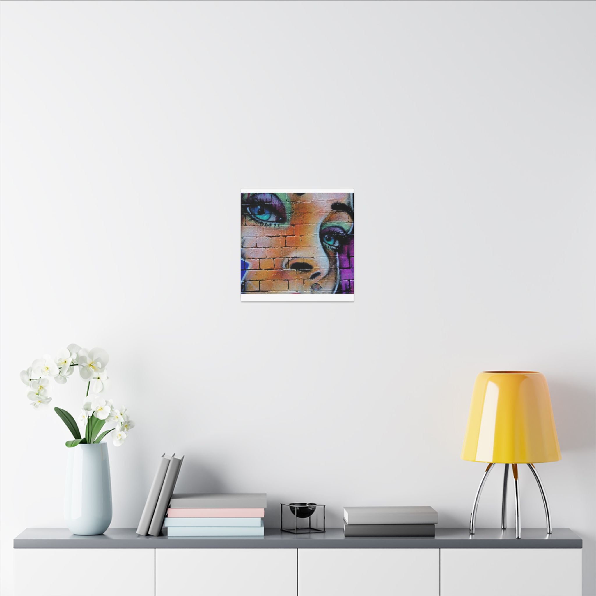 Graffiti Face Matte Canvas Print — Urban Street Art Portrait Wall Decor