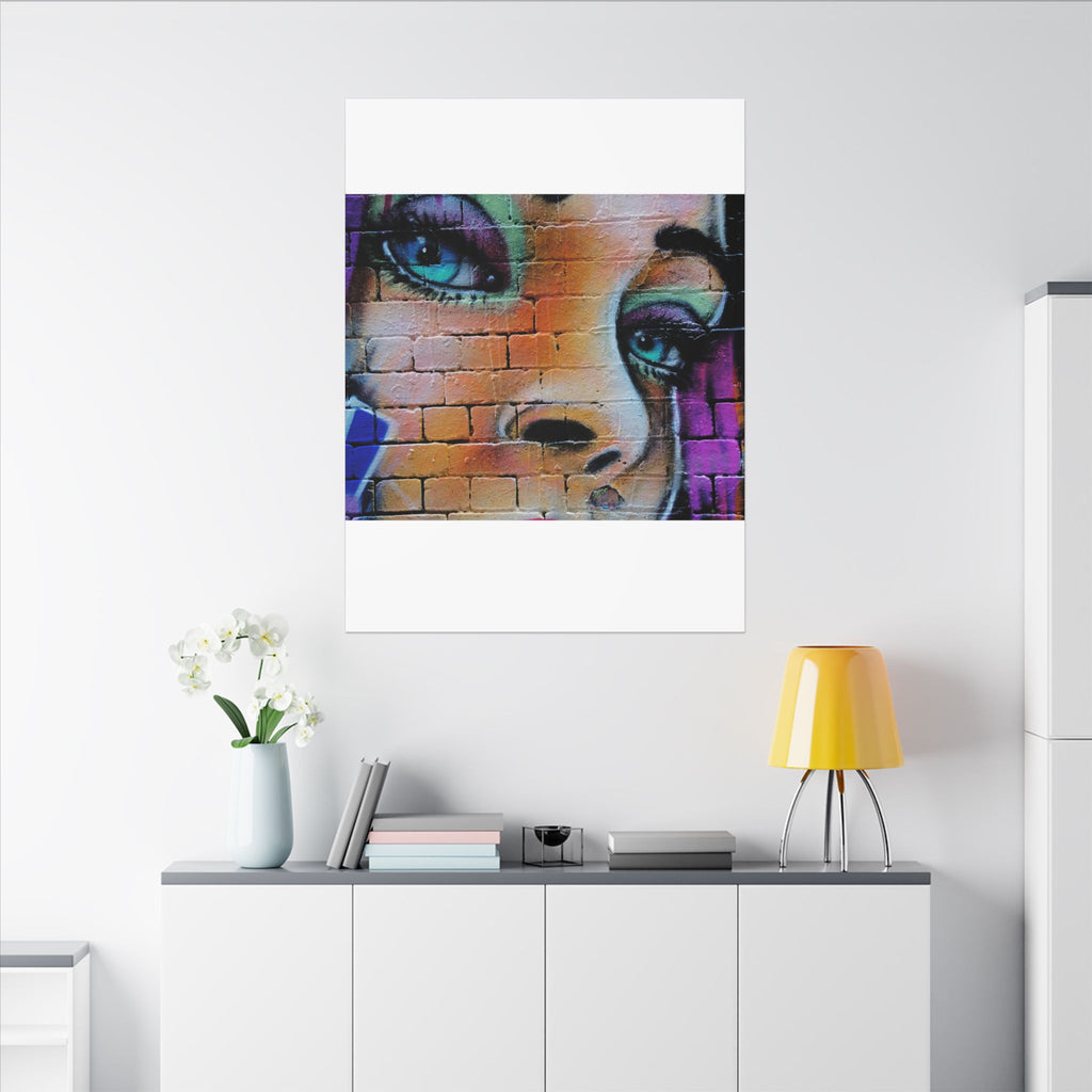 Graffiti Face Matte Canvas Print — Urban Street Art Portrait Wall Decor
