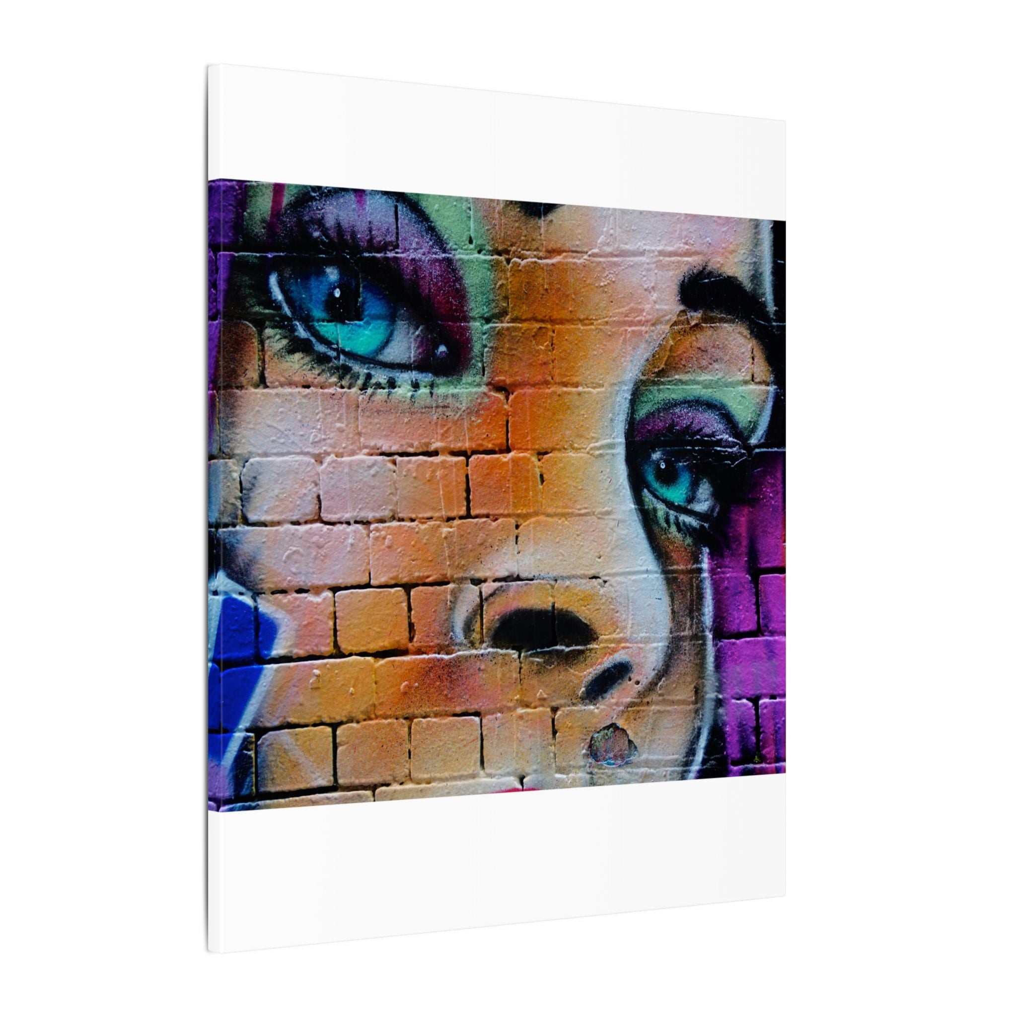 Graffiti Face Matte Canvas Print — Urban Street Art Portrait Wall Decor