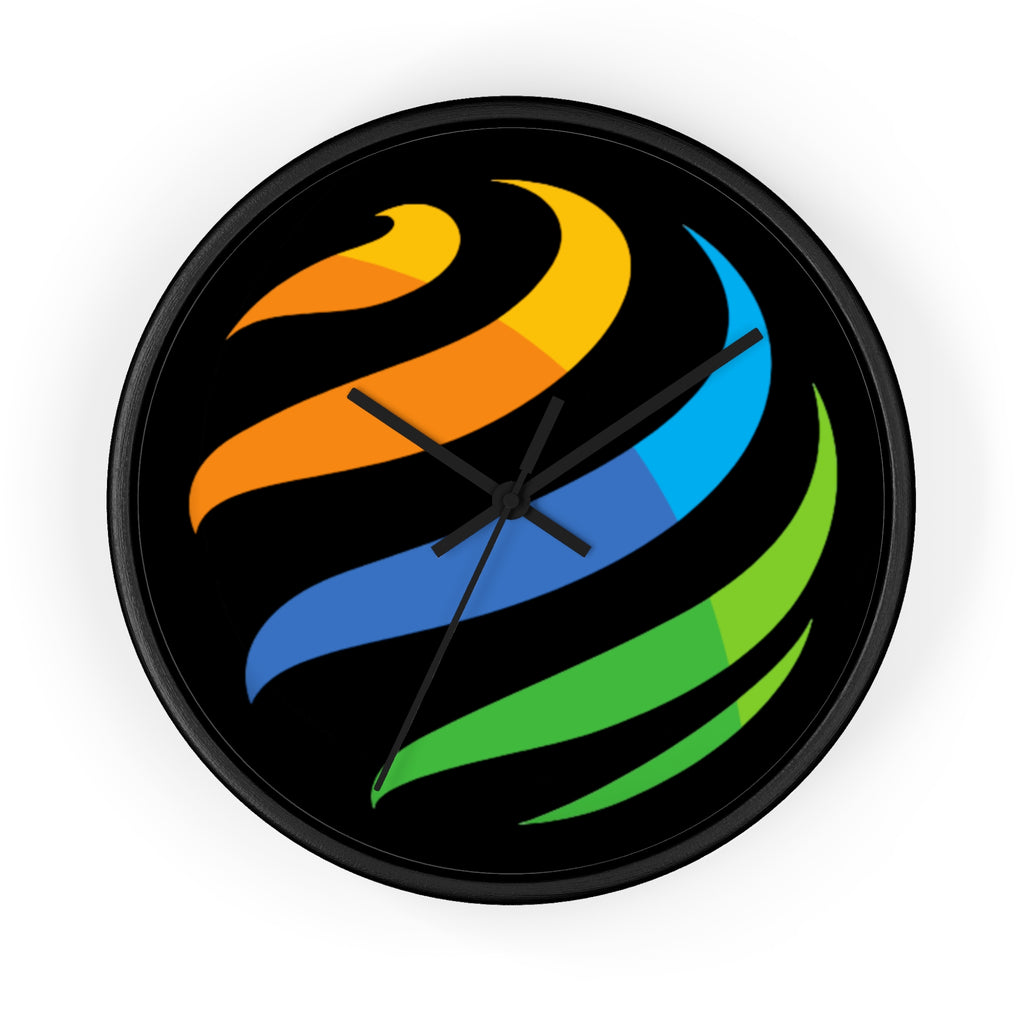 Modern Rainbow Swirl Wall Clock — Colorful Abstract Home Decor