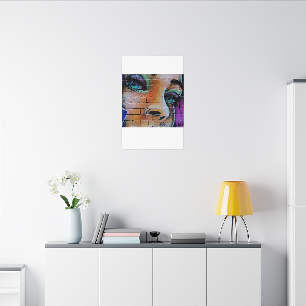 Graffiti Face Matte Canvas Print — Urban Street Art Portrait Wall Decor