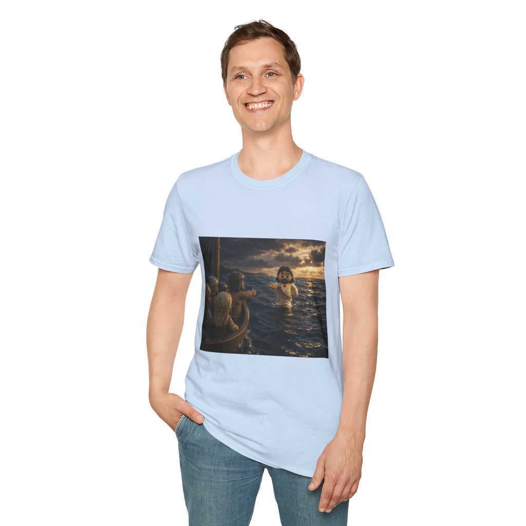 Tiny Jesus Walking on Water T-Shirt — Inspirational Biblical Faith Tee