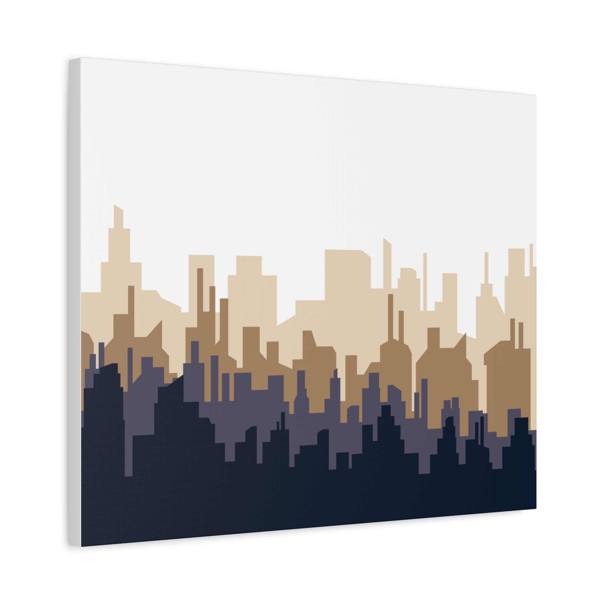 Neutral City Skyline Matte Canvas Wall Art — Minimalist Urban Home Decor