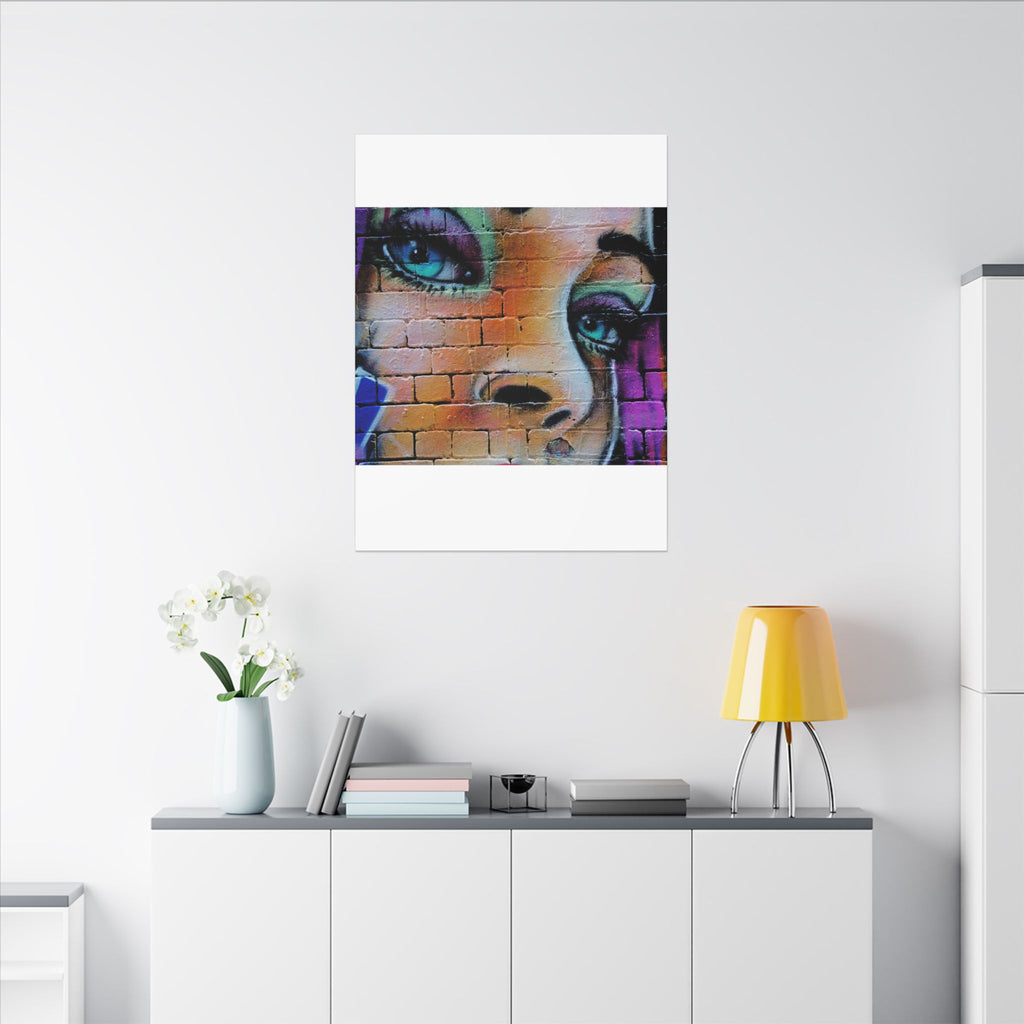 Graffiti Face Matte Canvas Print — Urban Street Art Portrait Wall Decor