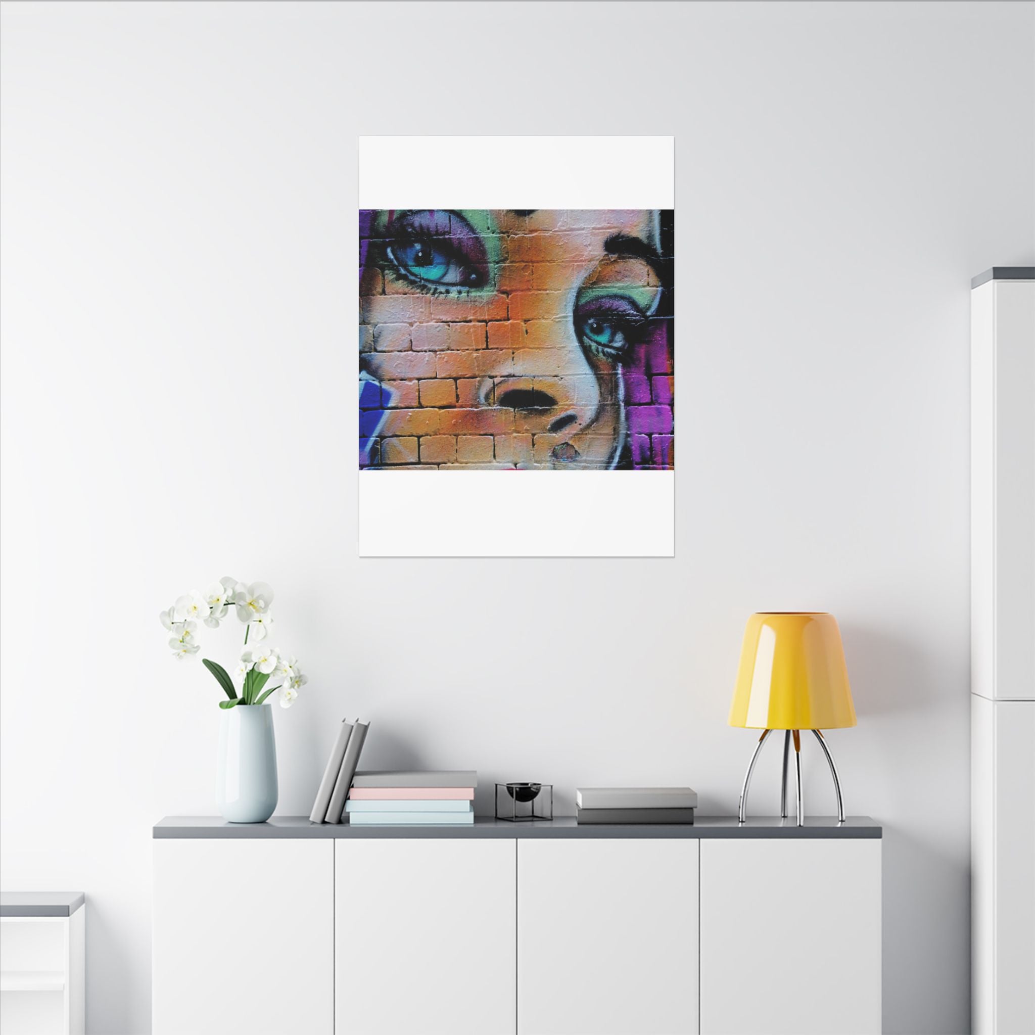 Graffiti Face Matte Canvas Print — Urban Street Art Portrait Wall Decor