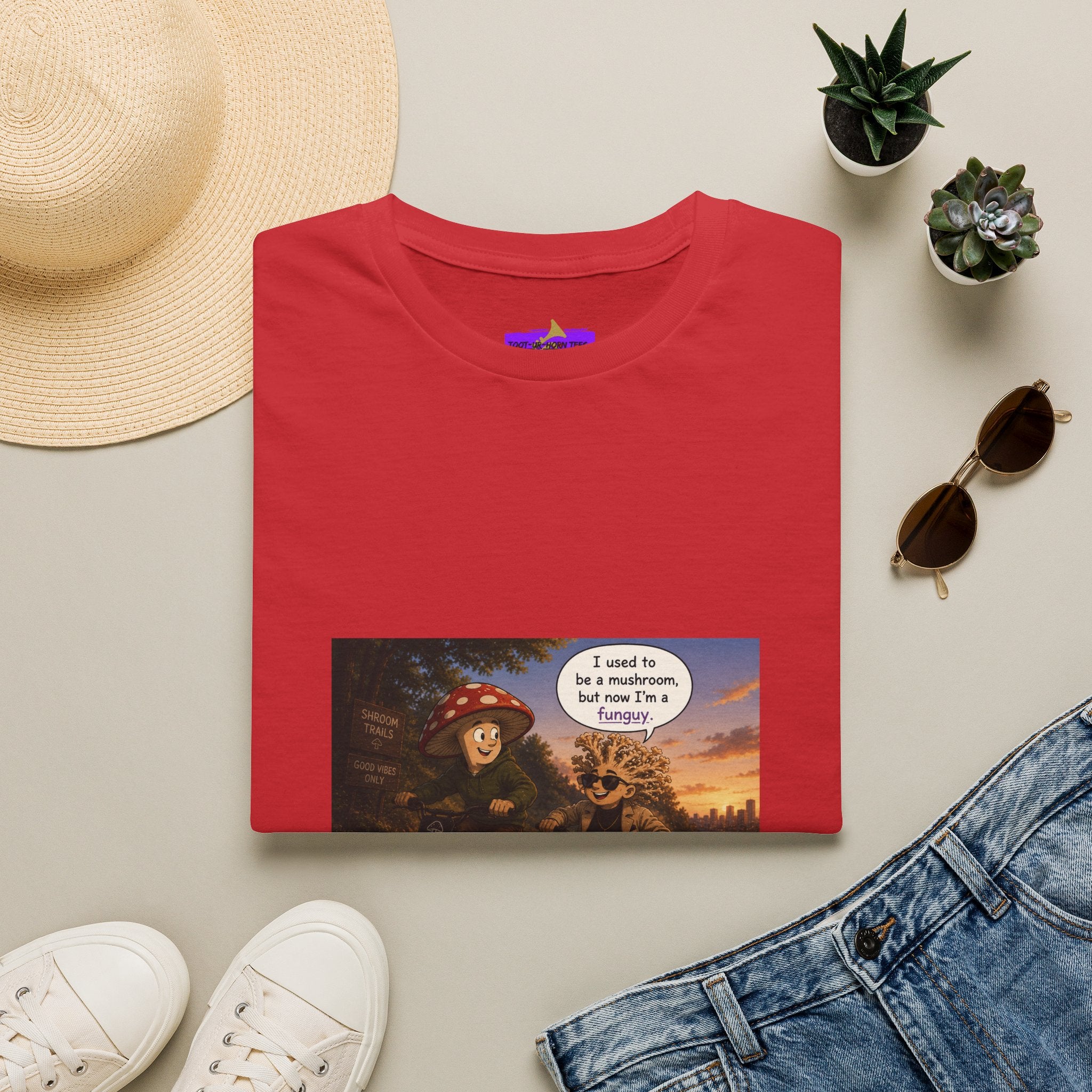 Mushroom Pun T-Shirt — "I used to be a mushroom, but now I’m fungi" Graphic Tee