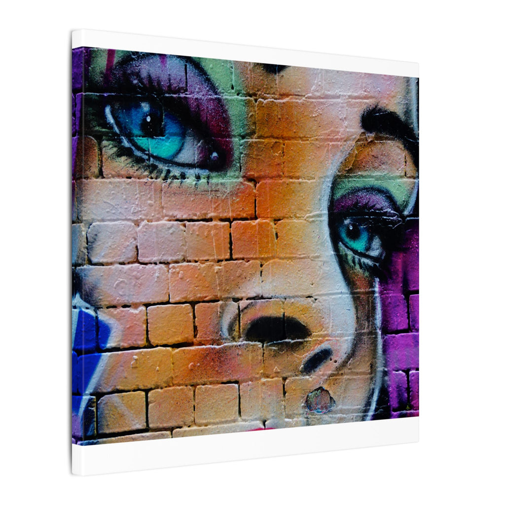 Graffiti Face Matte Canvas Print — Urban Street Art Portrait Wall Decor