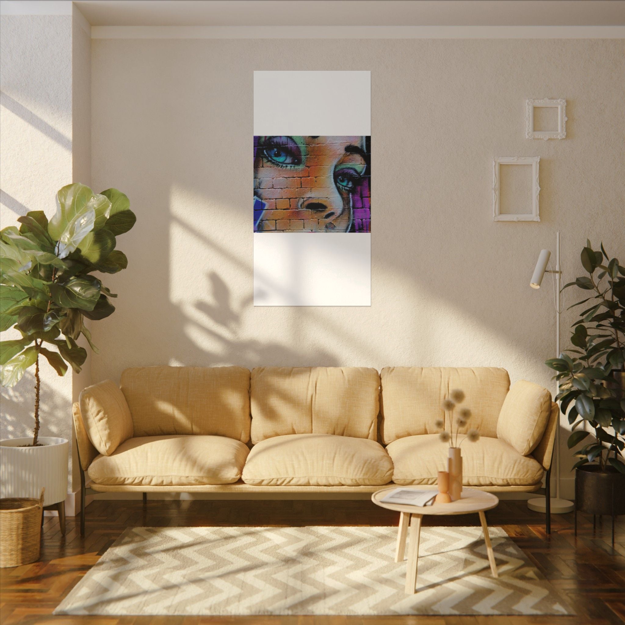 Graffiti Face Matte Canvas Print — Urban Street Art Portrait Wall Decor