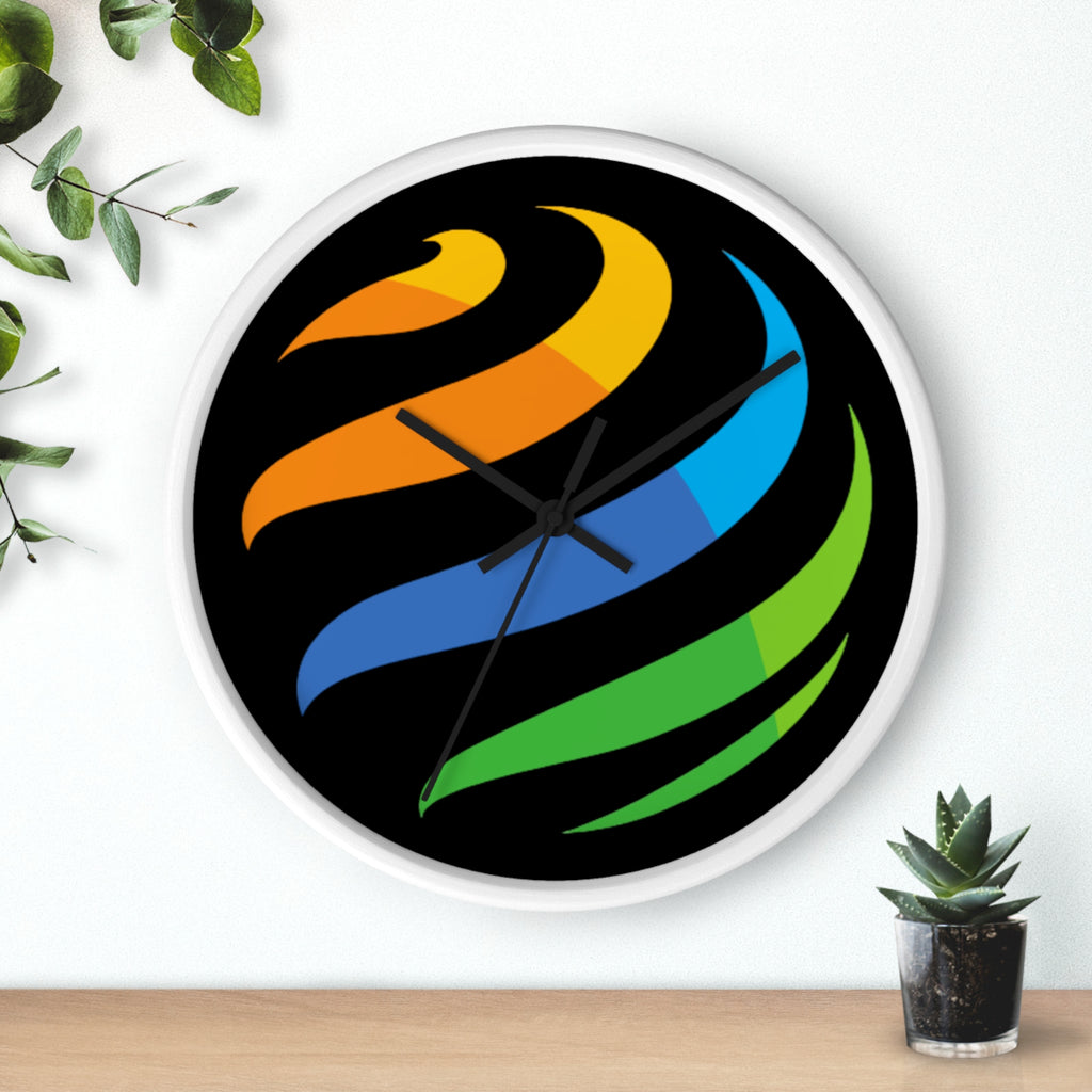 Modern Rainbow Swirl Wall Clock — Colorful Abstract Home Decor