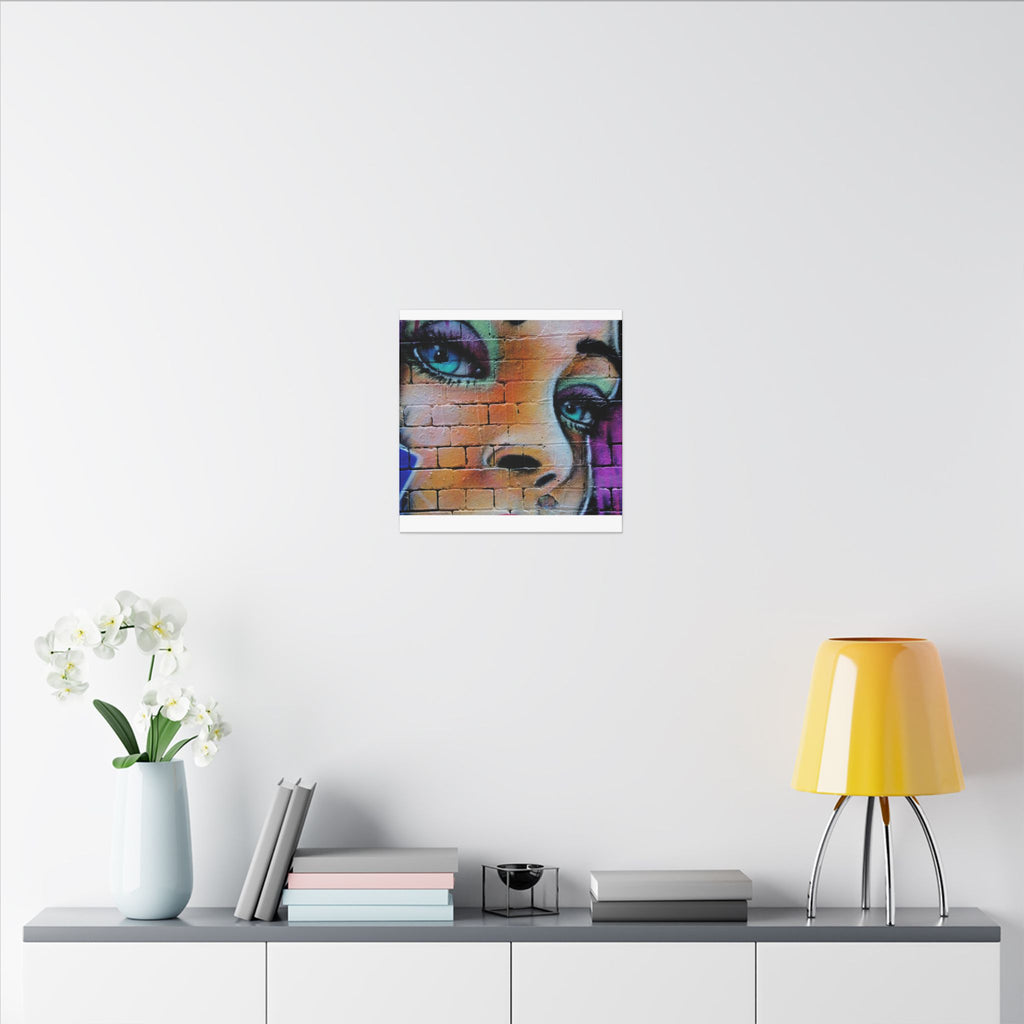 Graffiti Face Matte Canvas Print — Urban Street Art Portrait Wall Decor