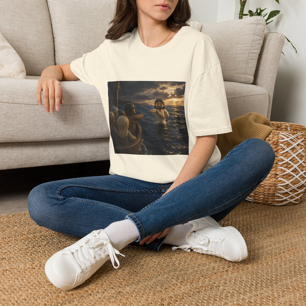 Tiny Jesus Walking on Water T-Shirt — Inspirational Biblical Faith Tee