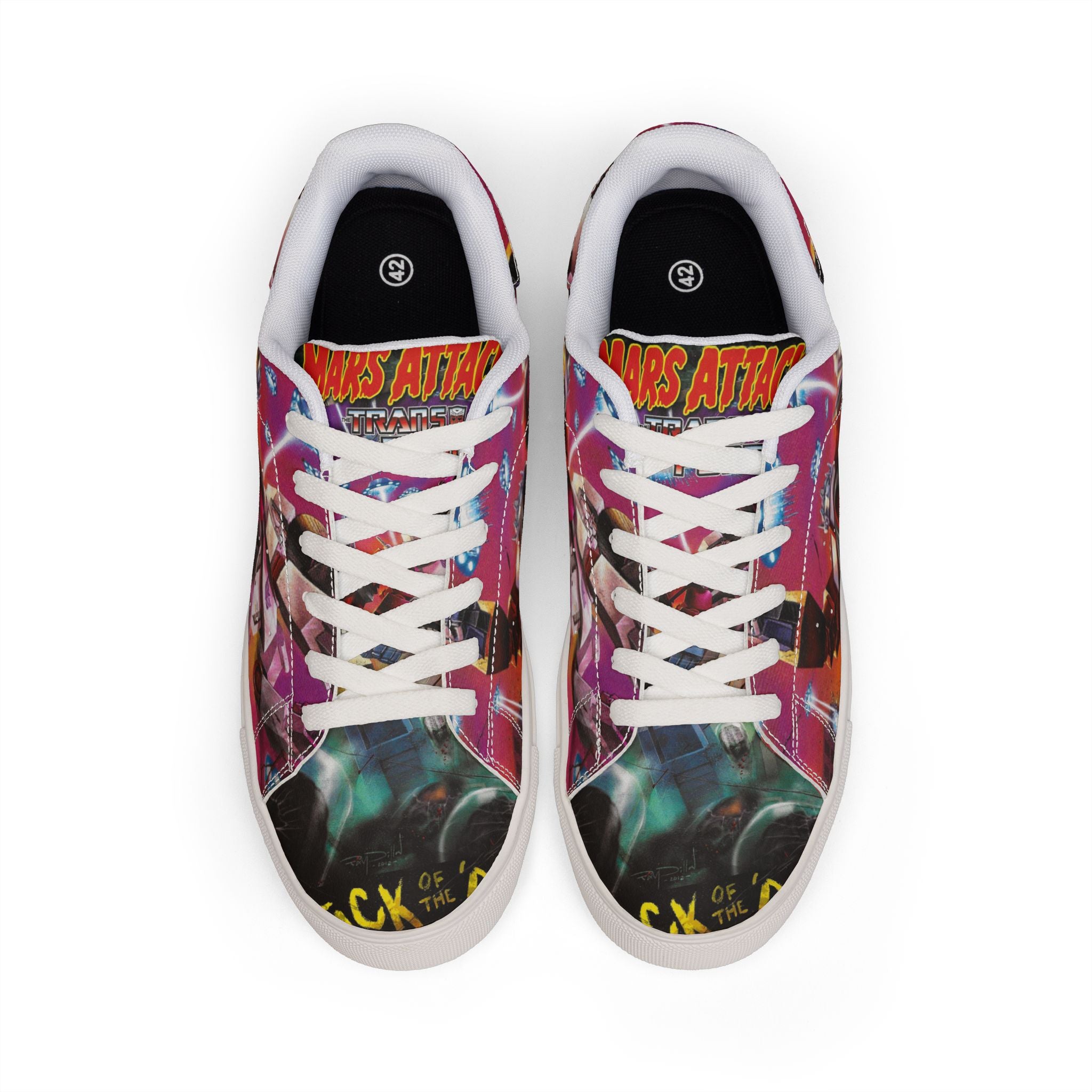 Low-Top Sneakers — Mars Attack Comic Leather Sneakers for Men