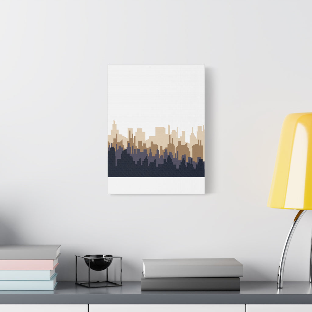 Neutral City Skyline Matte Canvas Wall Art — Minimalist Urban Home Decor
