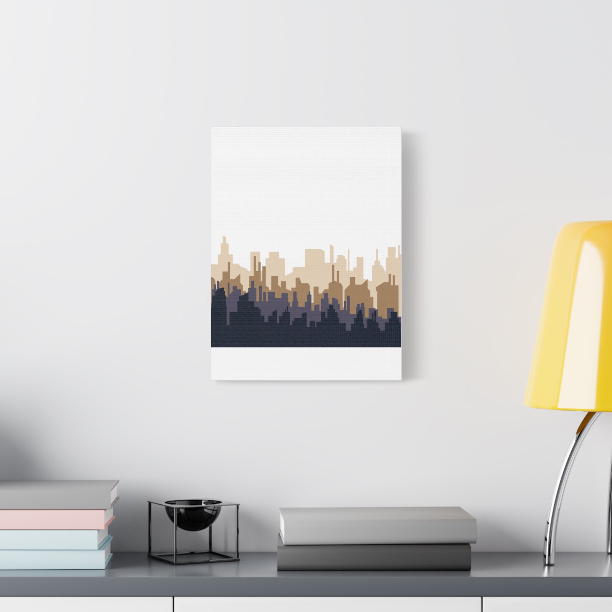 Neutral City Skyline Matte Canvas Wall Art — Minimalist Urban Home Decor