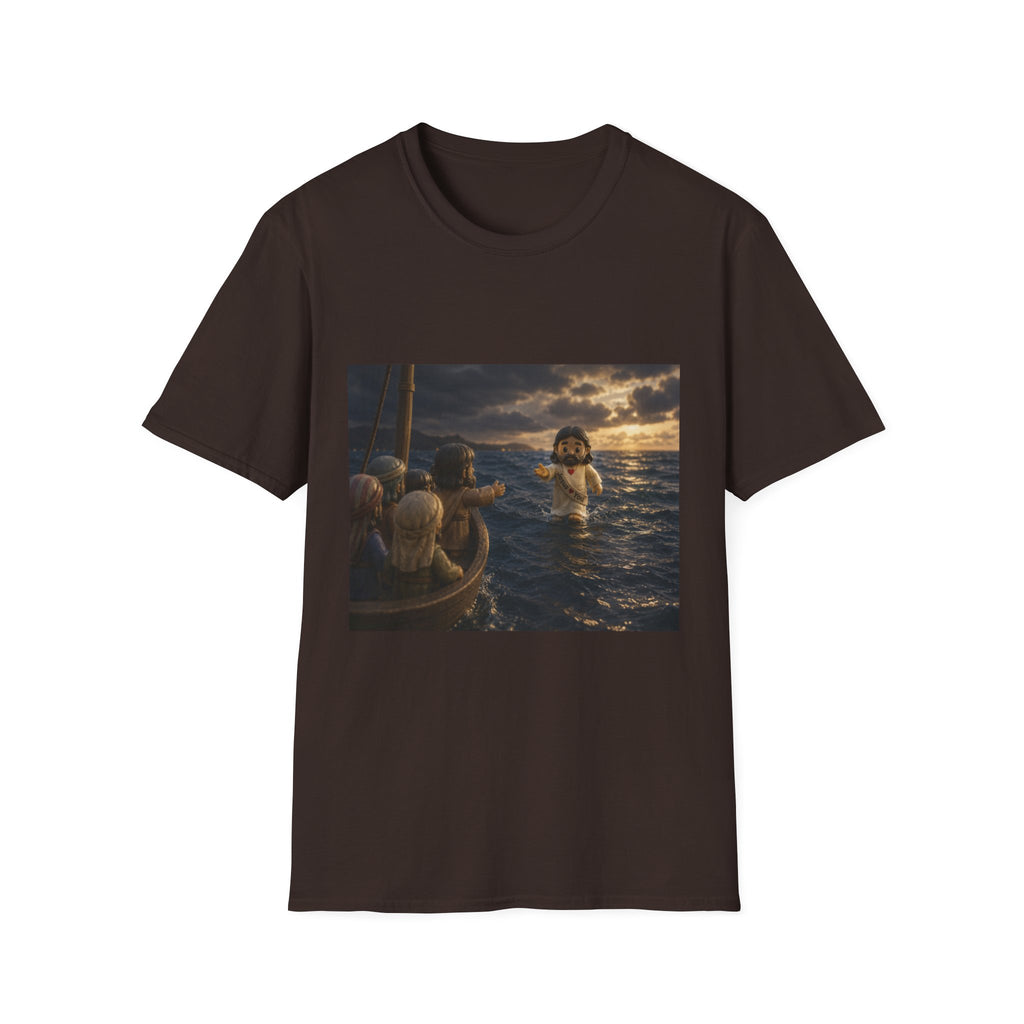 Tiny Jesus Walking on Water T-Shirt — Inspirational Biblical Faith Tee