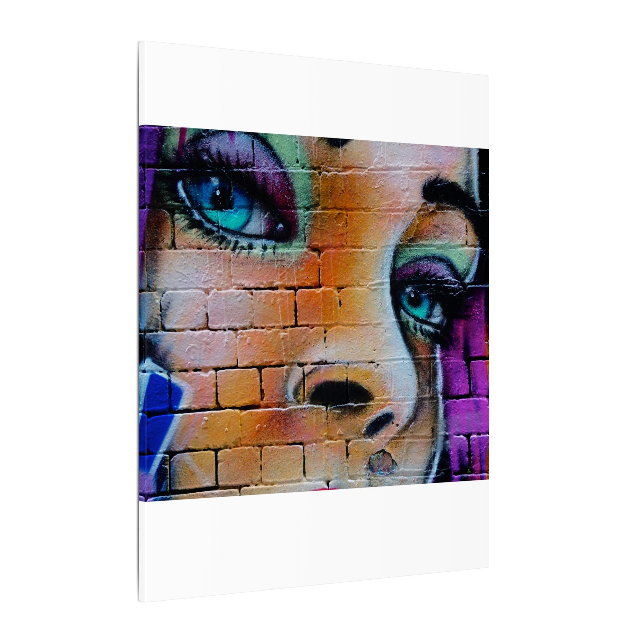 Graffiti Face Matte Canvas Print — Urban Street Art Portrait Wall Decor