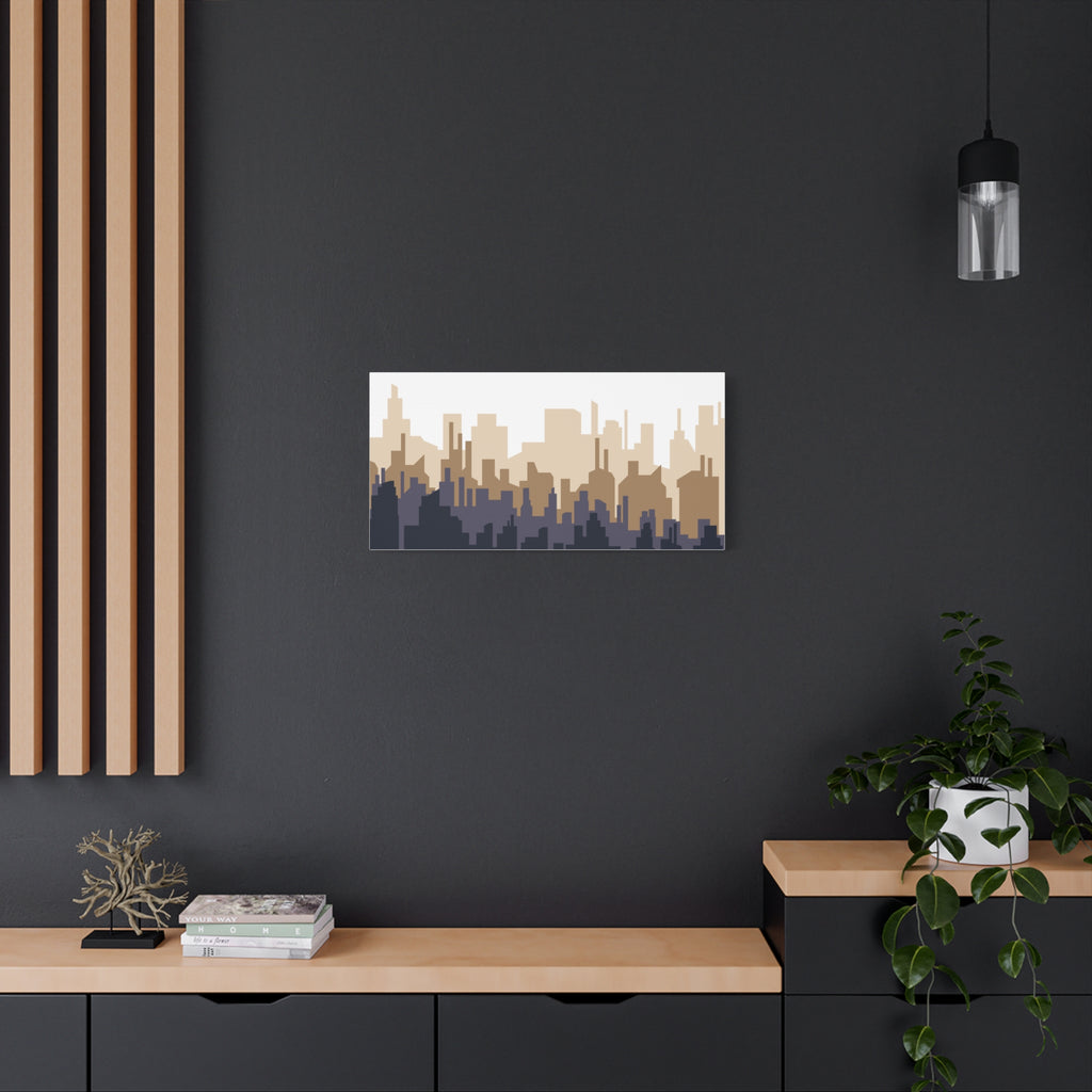 Neutral City Skyline Matte Canvas Wall Art — Minimalist Urban Home Decor